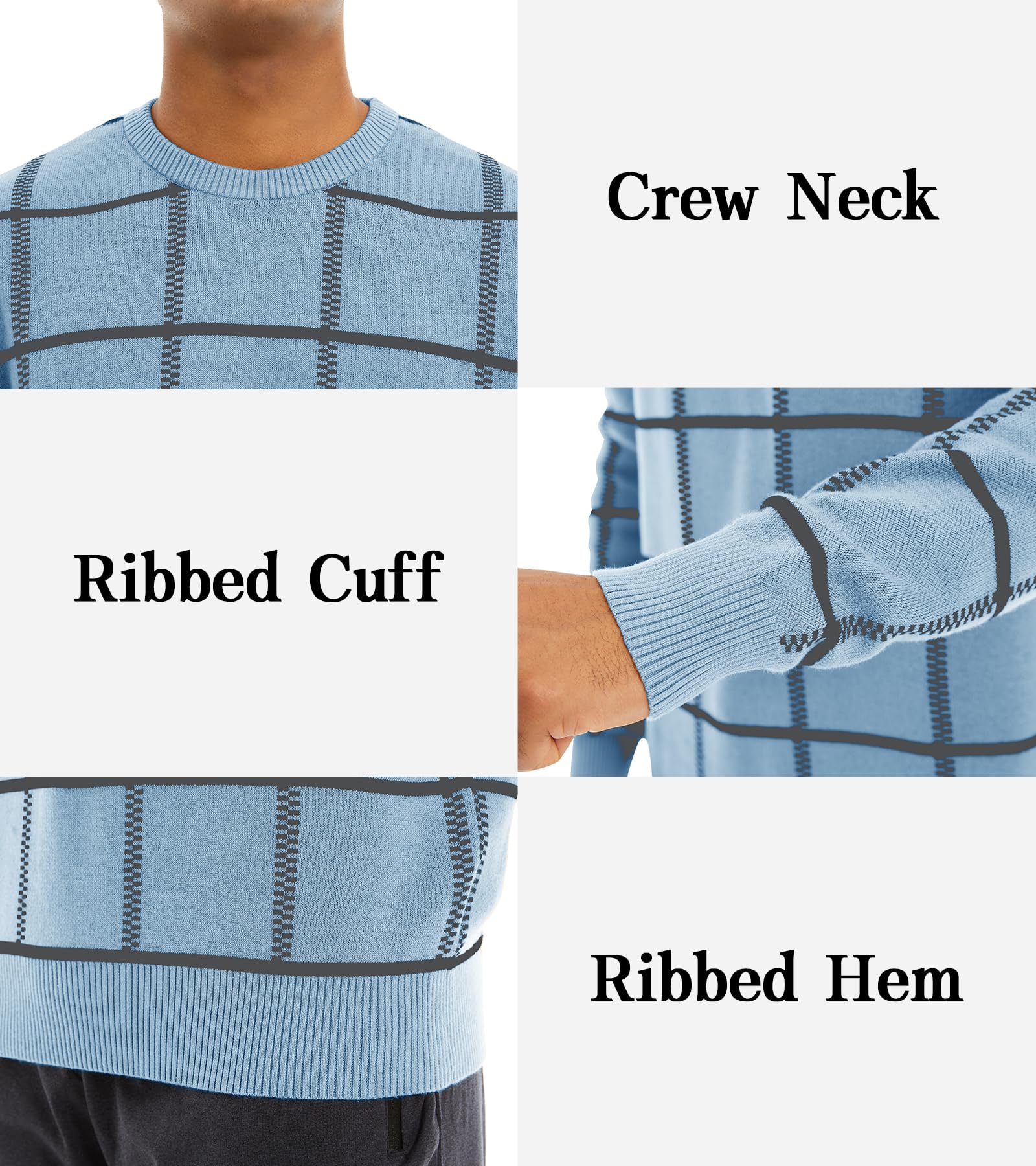 MAGNIVIT Men's Basic Designed Knitted Sweaters Cotton Soft Crewneck Fall Winter Sweaters