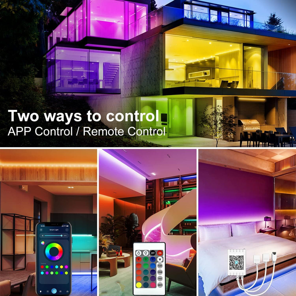 DAYBETTER LED Strip Lights 130ft Lights Strip for Bedroom, Desk, Indoor Room Bedroom Brithday Gifts RGB Decor with Remote and 24V Power Supply