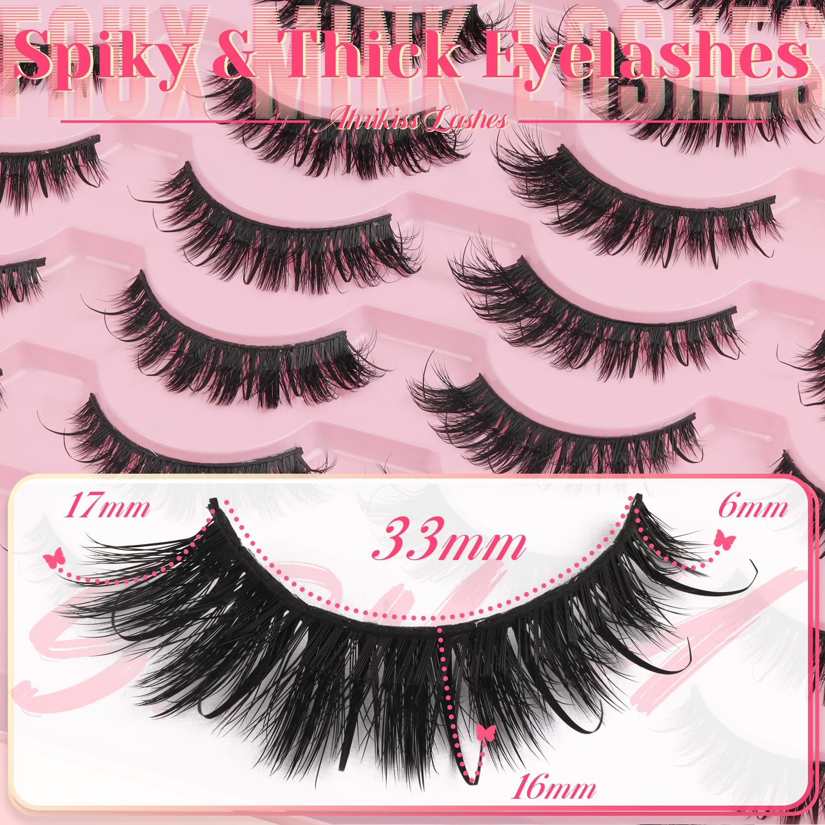 Ahrikiss Lashes Wispy False Eyelashes Natural Look Cat Eye Lashes 8 Pairs Faux Mink Lashes Lightweight Eyelashes Kit with Lash Glue and Lash Tweezers Soft Fake Lashes (Ethereal)