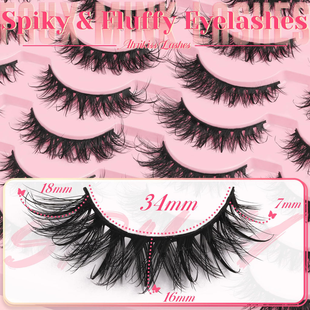 Ahrikiss Lashes Wispy False Eyelashes Natural Look Cat Eye Lashes 8 Pairs Faux Mink Lashes Lightweight Eyelashes Kit with Lash Glue and Lash Tweezers Soft Fake Lashes (Ethereal)