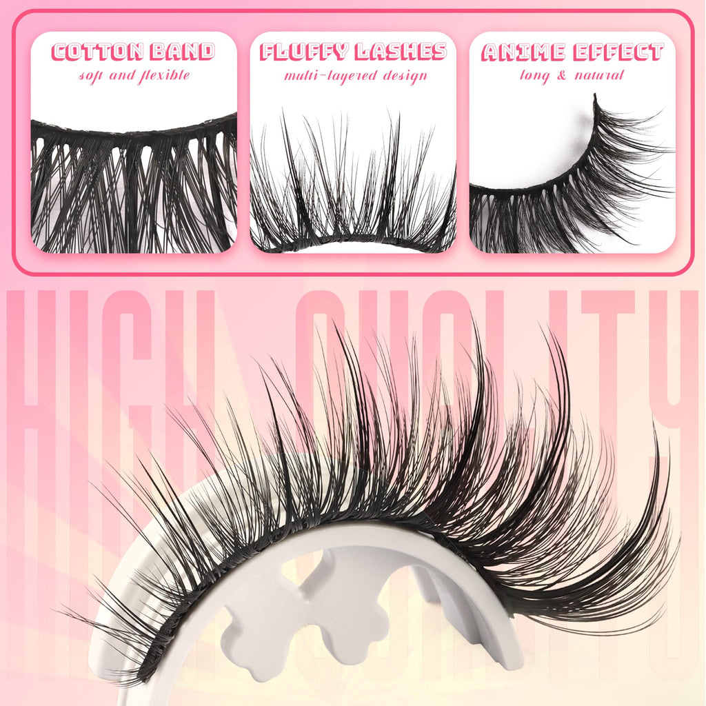Ahrikiss Lashes Wispy False Eyelashes Natural Look Cat Eye Lashes 8 Pairs Faux Mink Lashes Lightweight Eyelashes Kit with Lash Glue and Lash Tweezers Soft Fake Lashes (Ethereal)