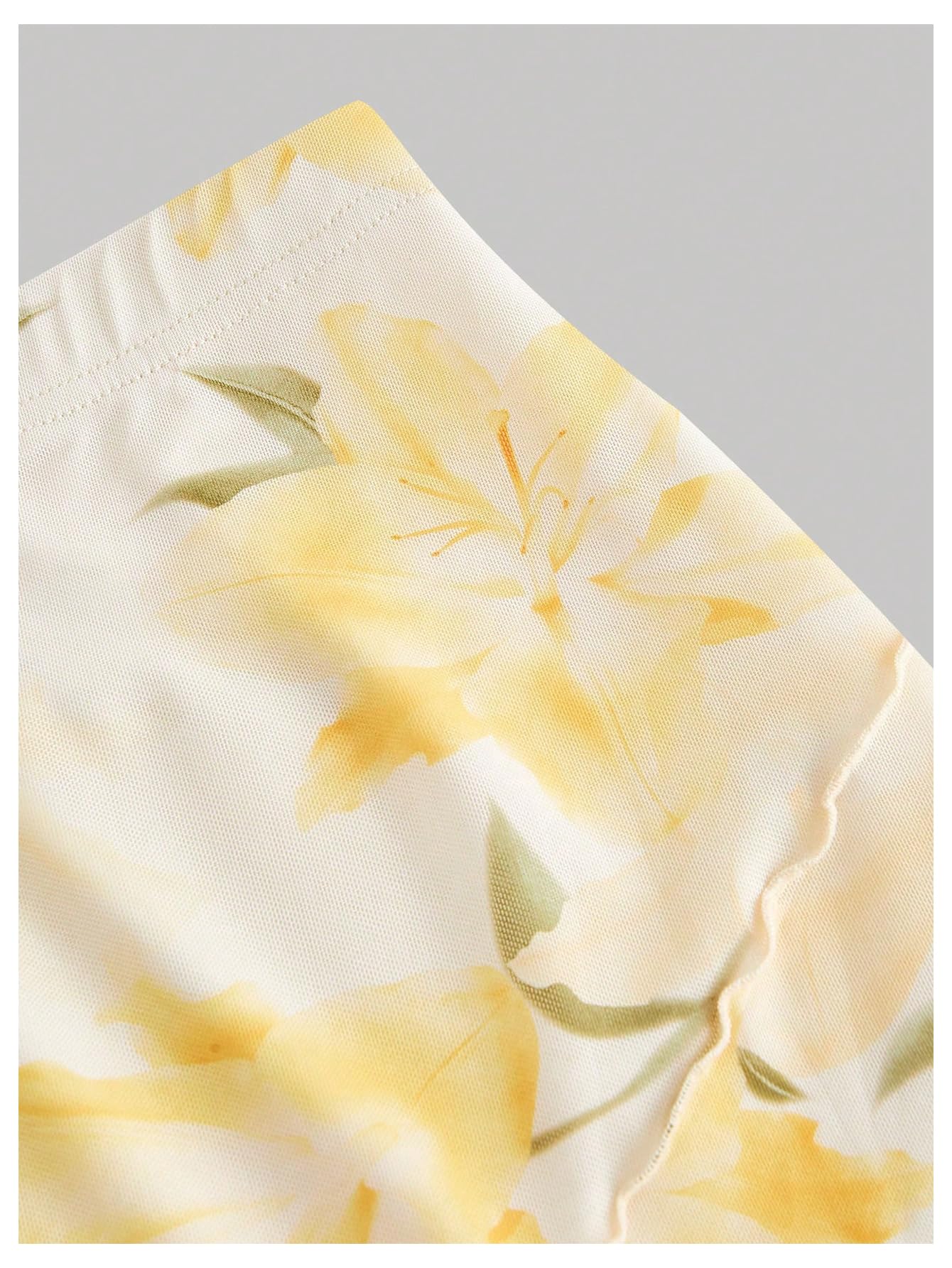 Milumia Women's Summer Floral Long Skirt High Waisted Fishtail Bodycon Maxi Skirts