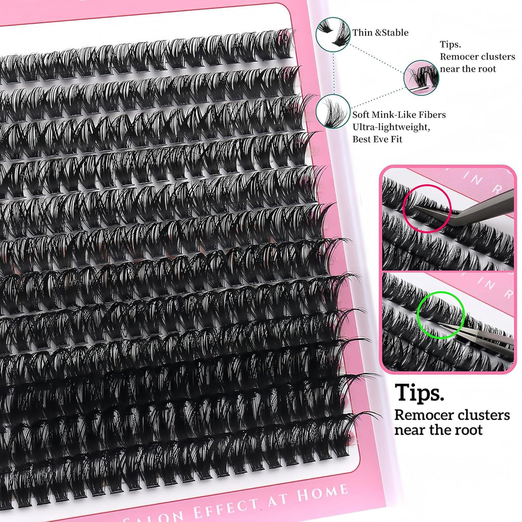 Lashes Clusters Kit 1846Pcs Bulk Packs Volume False Eyelash Extensions D Curl Wispy Individual Eyelashes, Volume Studio Effect, Wholesale Large Pack with Glue&Seal|Tweezers|Removers|Cleanser