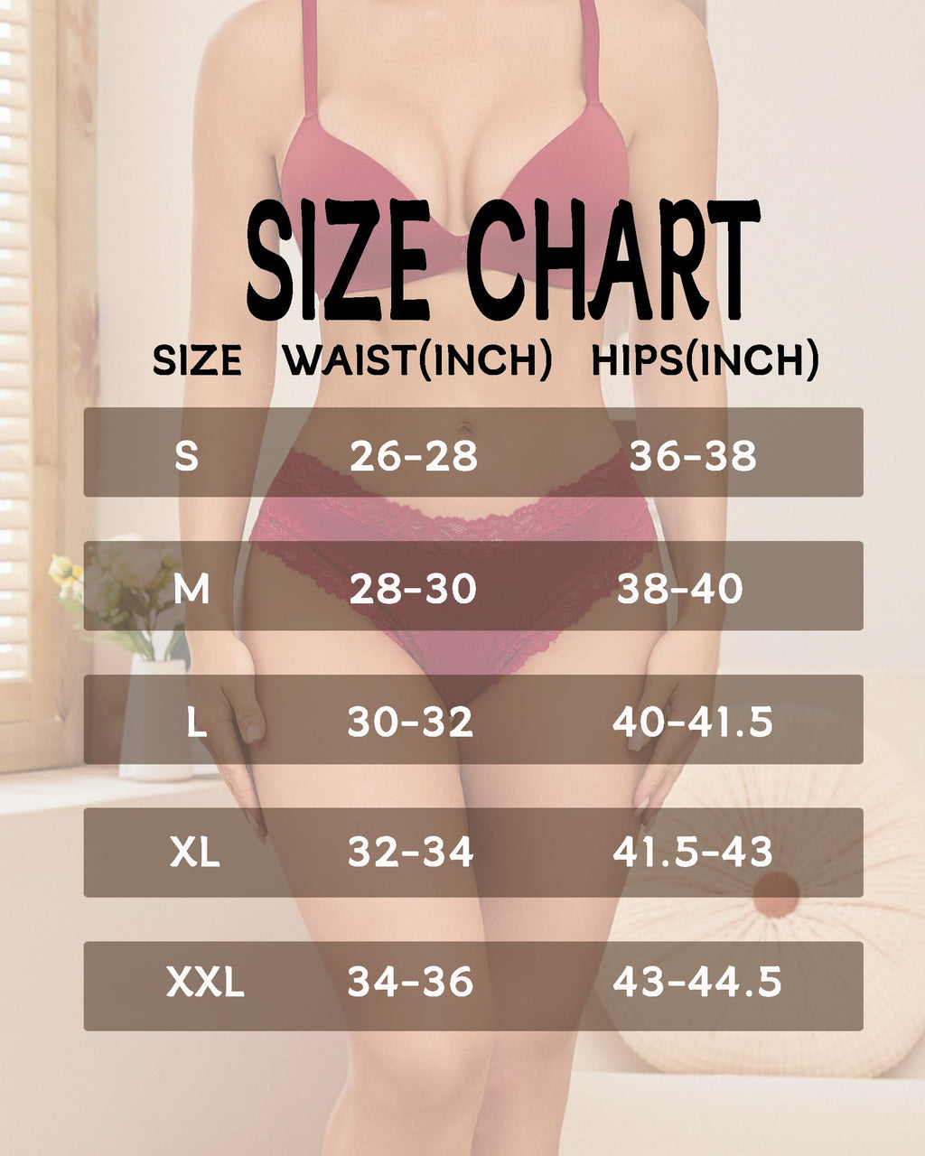 Sth Big Womens Cotton Underwear Sexy Lace Brazilian Panties Soft Breathable Cotton Bikini for Ladies 6 Pack