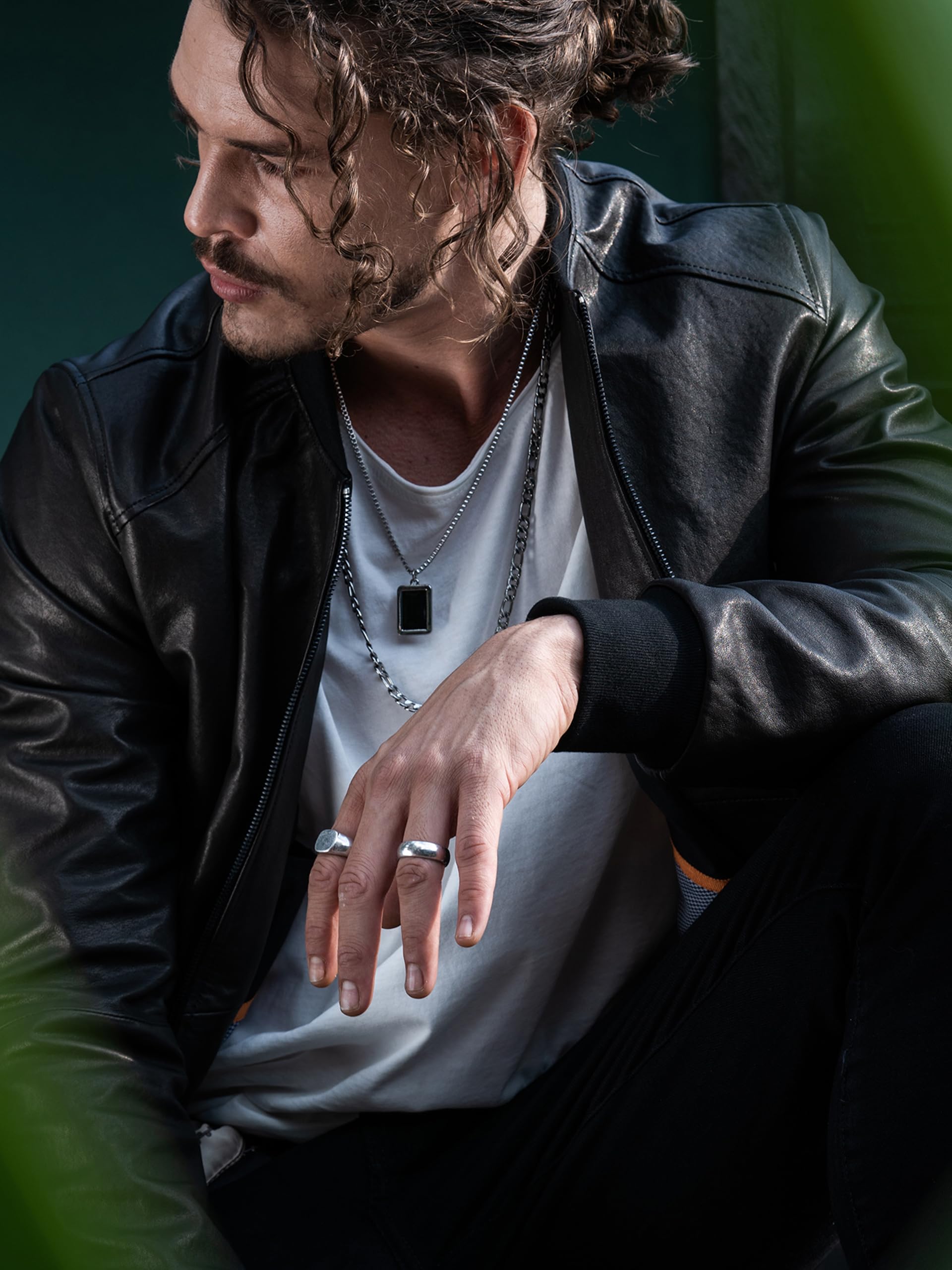 Bigardini Men's Leather Bomber Jacket - Genuine Lambskin Leather Jacket for Men - Black