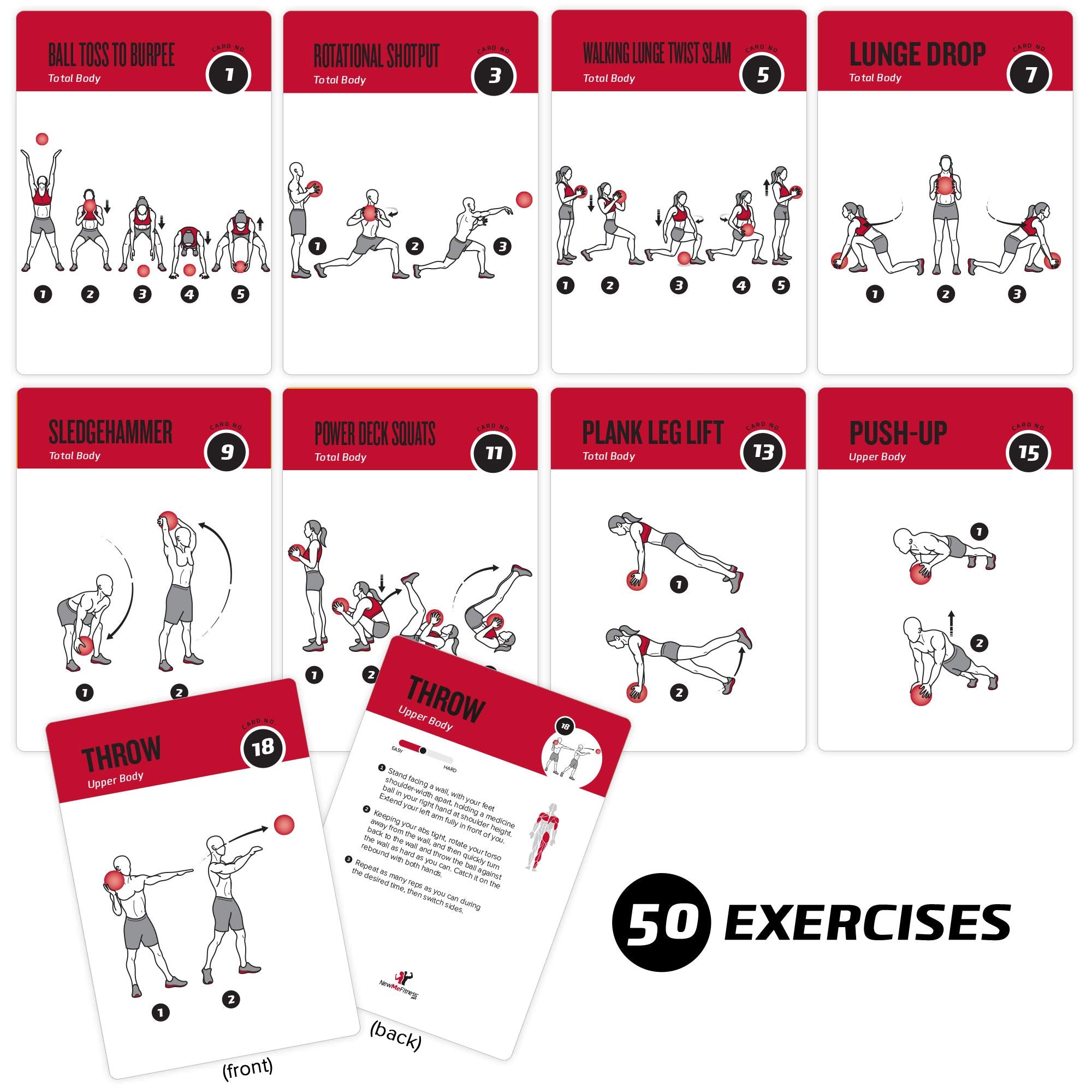 NewMe Fitness Bodyweight Workout Cards, Instructional Fitness Deck for Women & Men, Beginner Fitness Guide to Training Exercises at Home or Gym (Bodyweight, Vol 1)