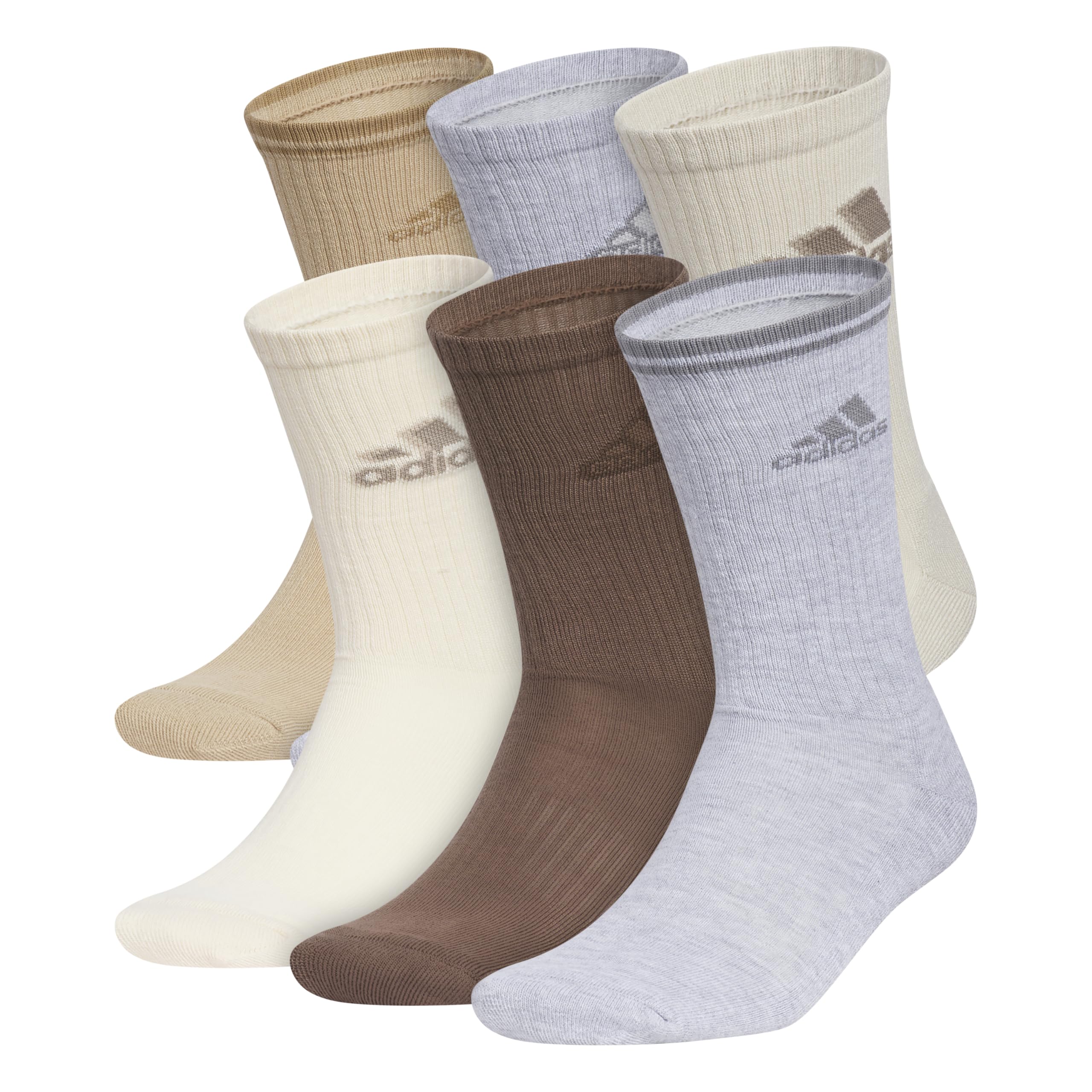 adidas Men's Athletic Cushioned 6-Pack Crew, Cushioned Crew Socks with Arch Compression for a Secure Fit