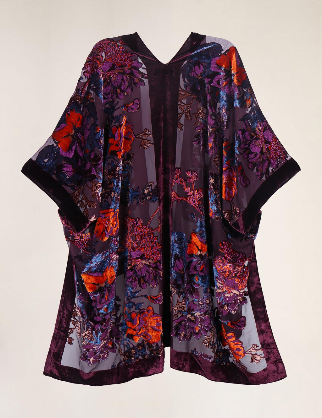 Women's Burnout Velvet Kimono Long Cardigan Cover Up Casual Outfit