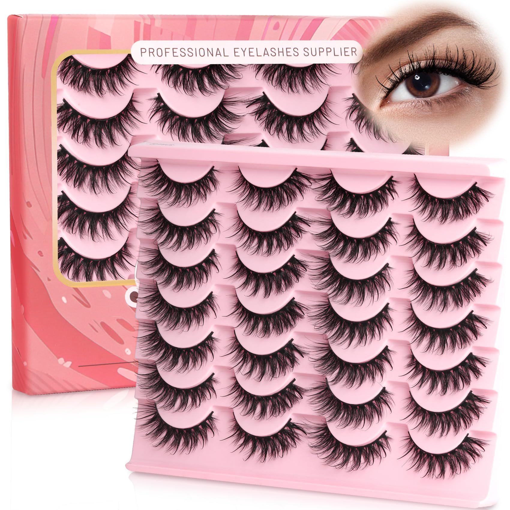 Ahrikiss Lashes Wispy False Eyelashes Natural Look Cat Eye Lashes 8 Pairs Faux Mink Lashes Lightweight Eyelashes Kit with Lash Glue and Lash Tweezers Soft Fake Lashes (Ethereal)