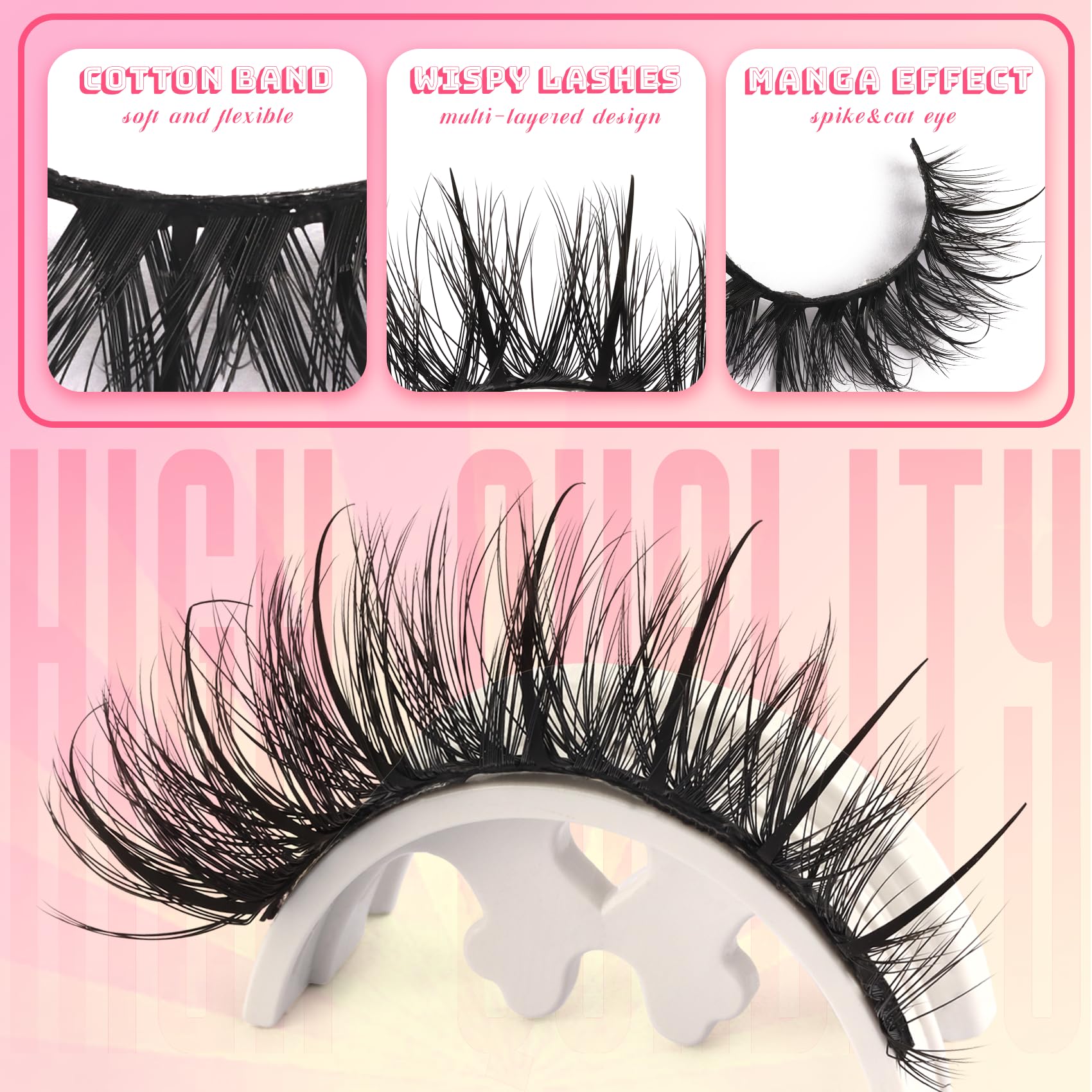 Ahrikiss Lashes Wispy False Eyelashes Natural Look Cat Eye Lashes 8 Pairs Faux Mink Lashes Lightweight Eyelashes Kit with Lash Glue and Lash Tweezers Soft Fake Lashes (Ethereal)