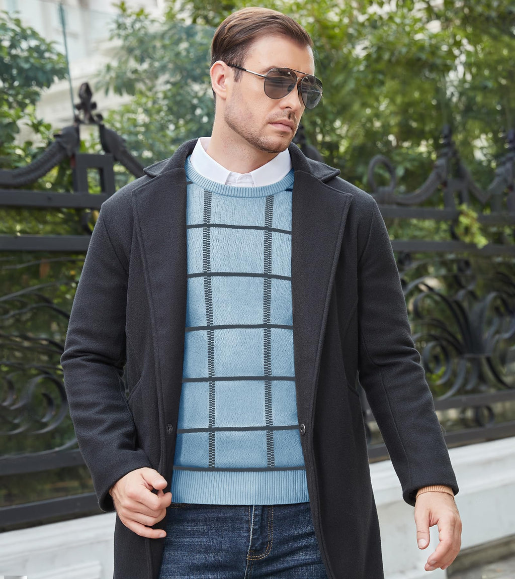 MAGNIVIT Men's Basic Designed Knitted Sweaters Cotton Soft Crewneck Fall Winter Sweaters