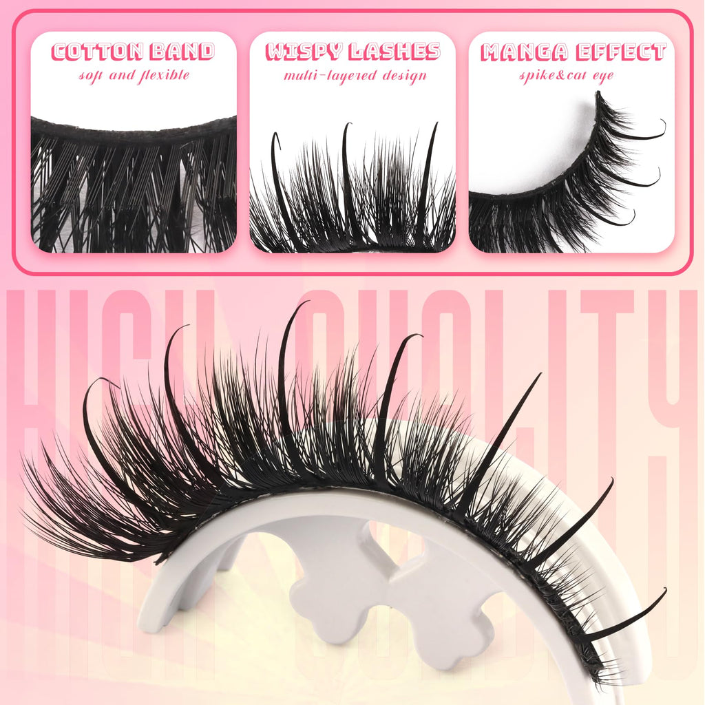 Ahrikiss Lashes Wispy False Eyelashes Natural Look Cat Eye Lashes 8 Pairs Faux Mink Lashes Lightweight Eyelashes Kit with Lash Glue and Lash Tweezers Soft Fake Lashes (Ethereal)