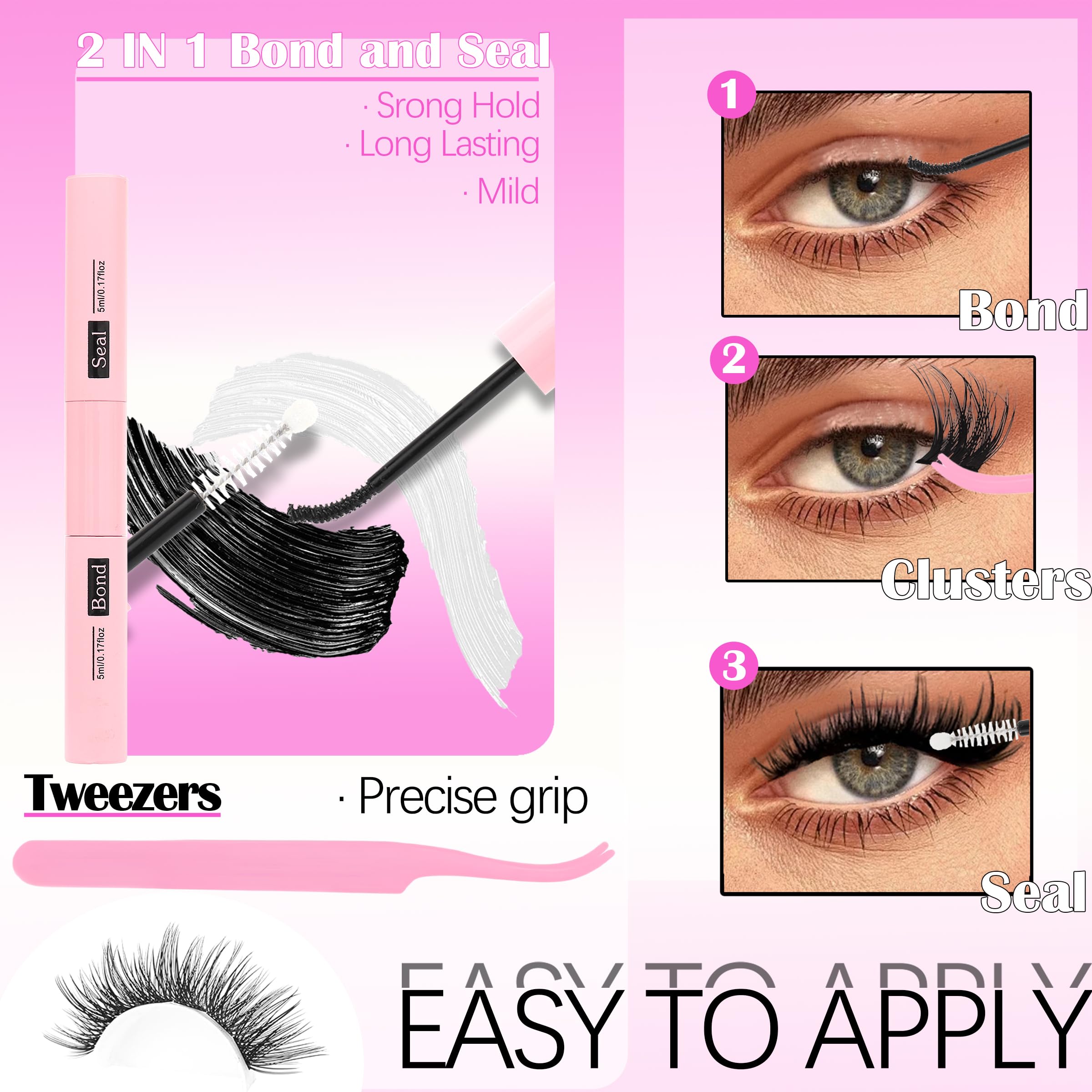 Lashes Clusters Kit 1846Pcs Bulk Packs Volume False Eyelash Extensions D Curl Wispy Individual Eyelashes, Volume Studio Effect, Wholesale Large Pack with Glue&Seal|Tweezers|Removers|Cleanser