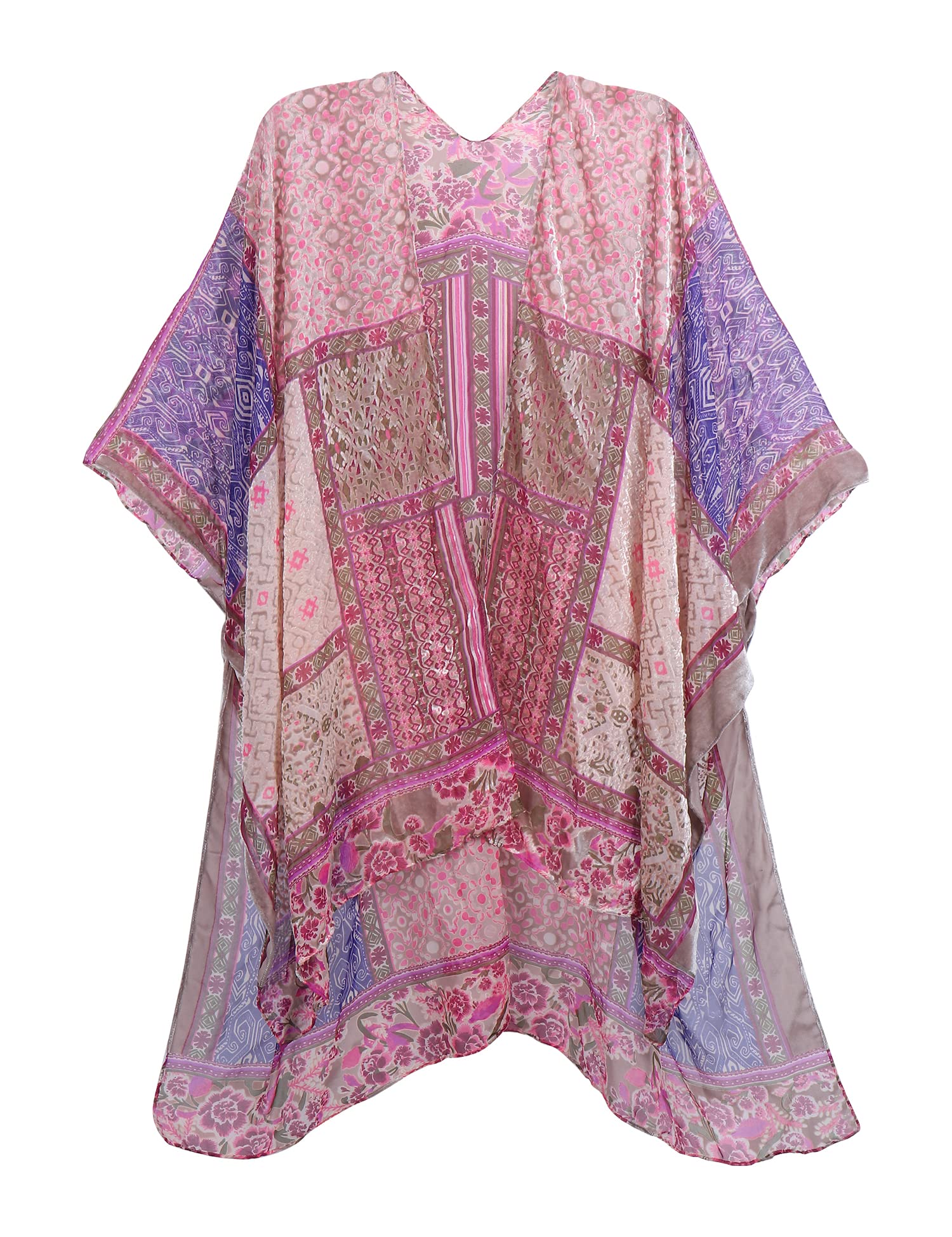 Women's Burnout Velvet Kimono Long Cardigan Cover Up Casual Outfit