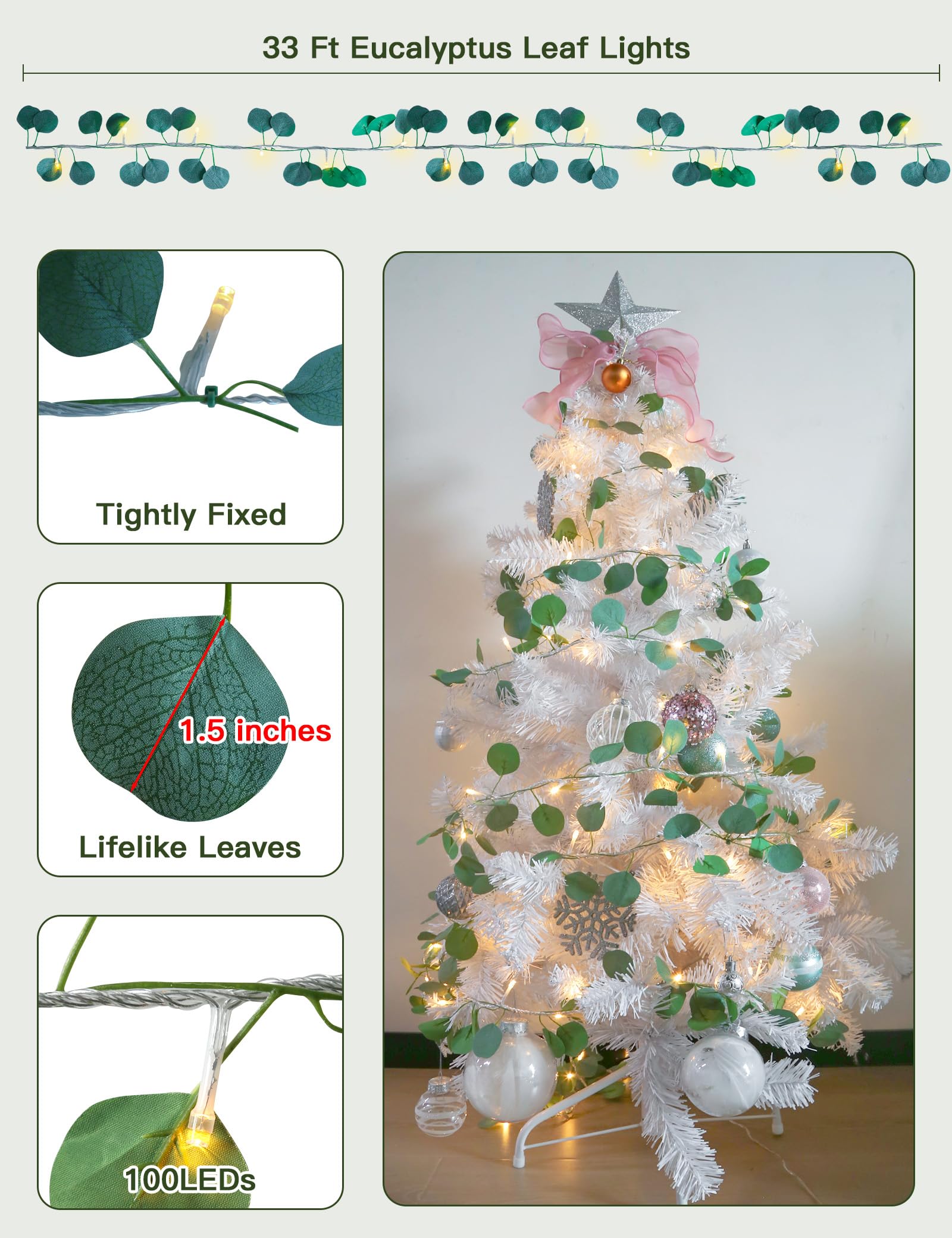 suddus Vine with Fairy Lights Battery Operated, 33ft 100 LED Maple Leaf String Lights with Remote, Dimmable Fall Garland with Lights for Bedroom Wall Indoor Outdoor Thanksgiving Decor (Warm White)