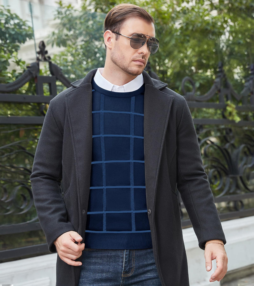 MAGNIVIT Men's Basic Designed Knitted Sweaters Cotton Soft Crewneck Fall Winter Sweaters