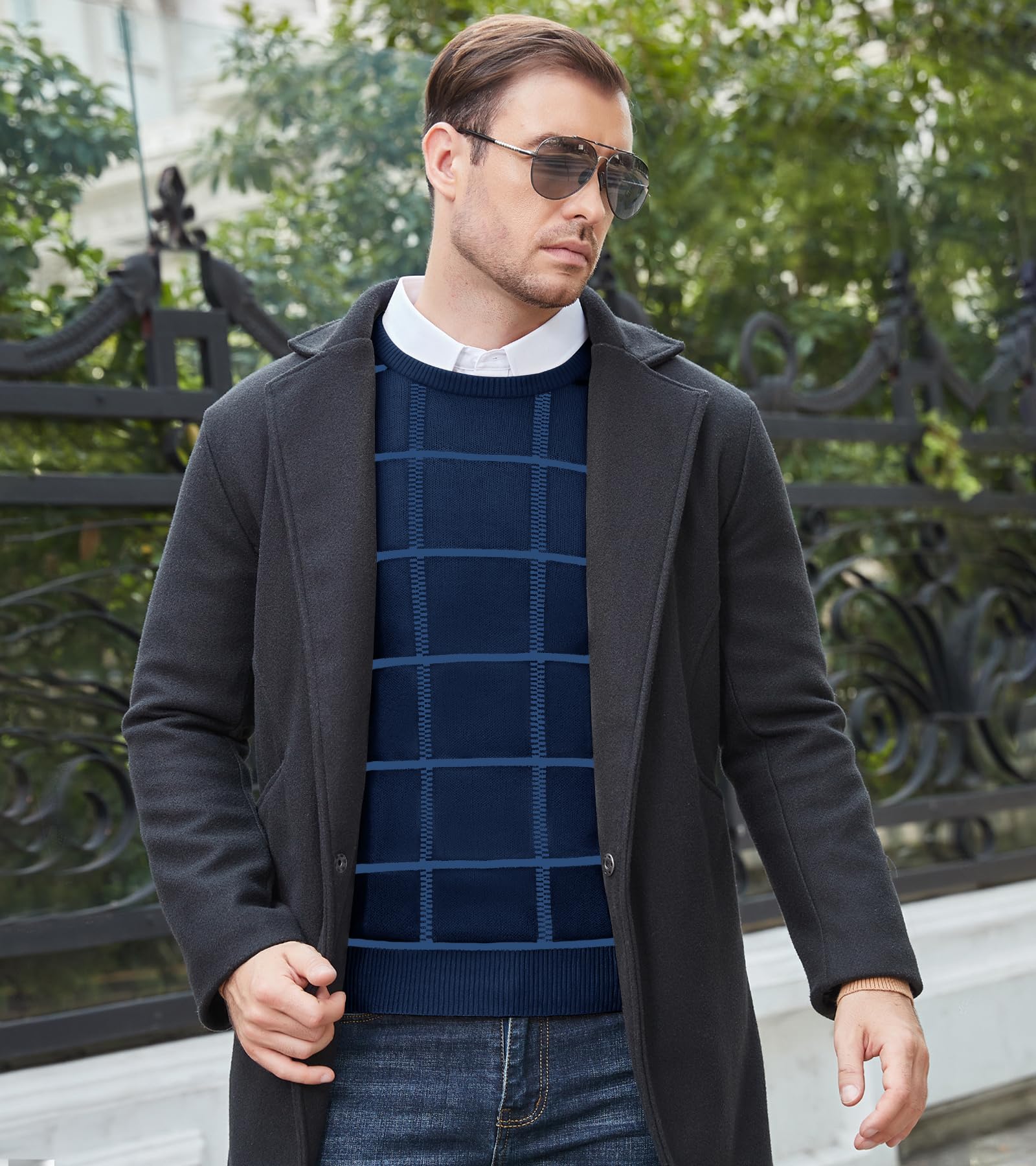 MAGNIVIT Men's Basic Designed Knitted Sweaters Cotton Soft Crewneck Fall Winter Sweaters