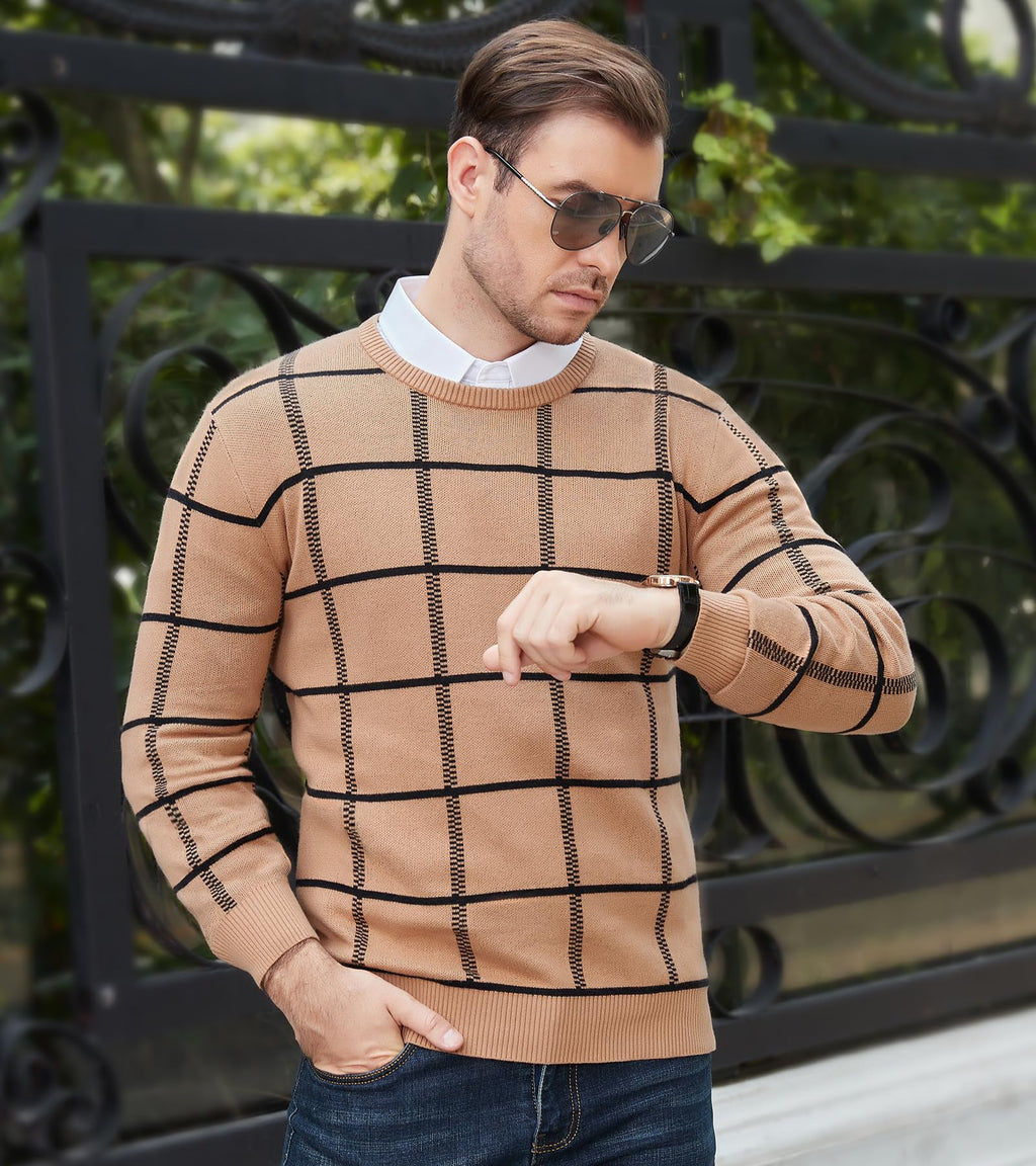 MAGNIVIT Men's Basic Designed Knitted Sweaters Cotton Soft Crewneck Fall Winter Sweaters