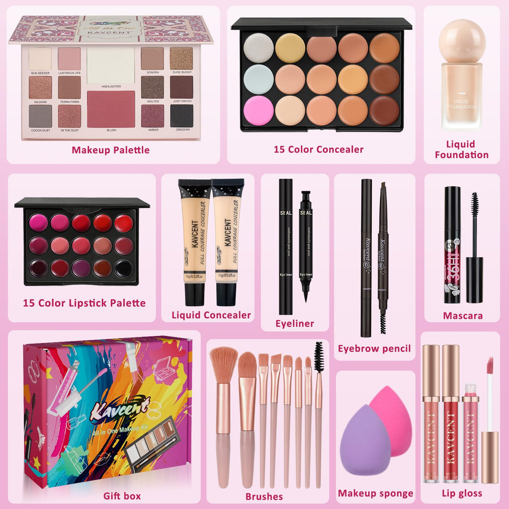 Makeup Kit Makeup Sets for Teens Makeup kits for Women Teenagers Full Kit Make up Eyeshadow Palette Foundation Concealer Lipgloss Makeup Gift Set for Women Teen Girls