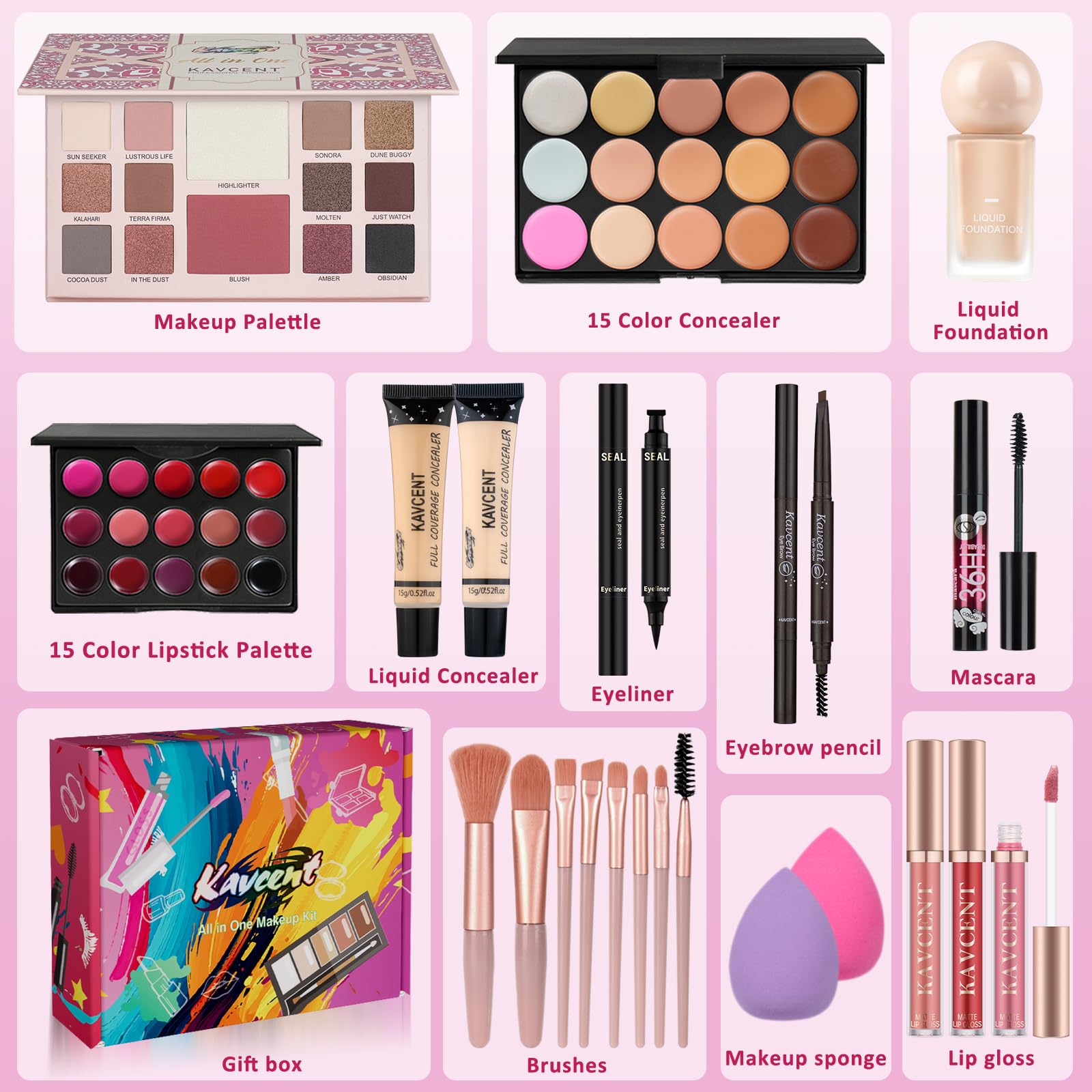 Makeup Kit Makeup Sets for Teens Makeup kits for Women Teenagers Full Kit Make up Eyeshadow Palette Foundation Concealer Lipgloss Makeup Gift Set for Women Teen Girls