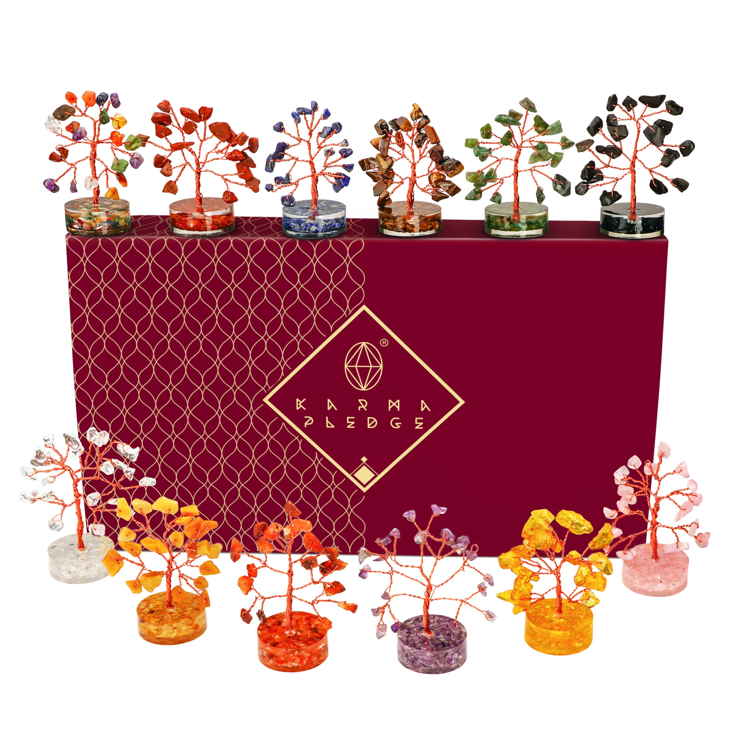 Crystal Tree of Life 7 Chakra Healing Crystals Trees for Home Decor, Office Desk Decor, Boho Decor, Handmade Bonsai Trees for Positive Energy, Money, Good Luck Birthday Gifts for Women, Mom