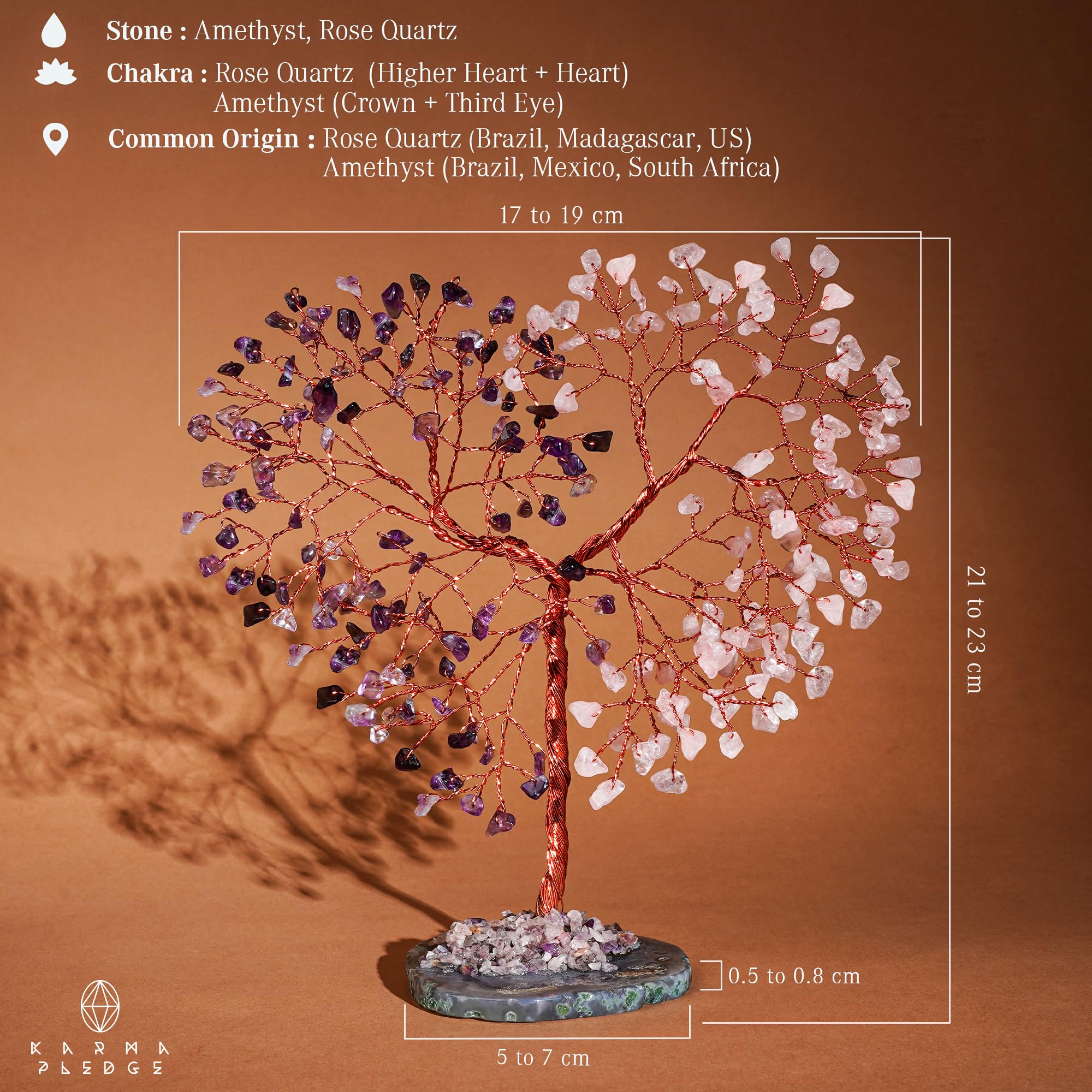 Crystal Tree of Life 7 Chakra Healing Crystals Trees for Home Decor, Office Desk Decor, Boho Decor, Handmade Bonsai Trees for Positive Energy, Money, Good Luck Birthday Gifts for Women, Mom