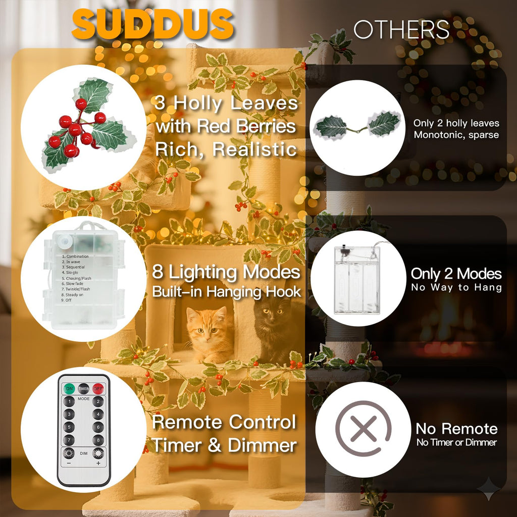 suddus Vine with Fairy Lights Battery Operated, 33ft 100 LED Maple Leaf String Lights with Remote, Dimmable Fall Garland with Lights for Bedroom Wall Indoor Outdoor Thanksgiving Decor (Warm White)