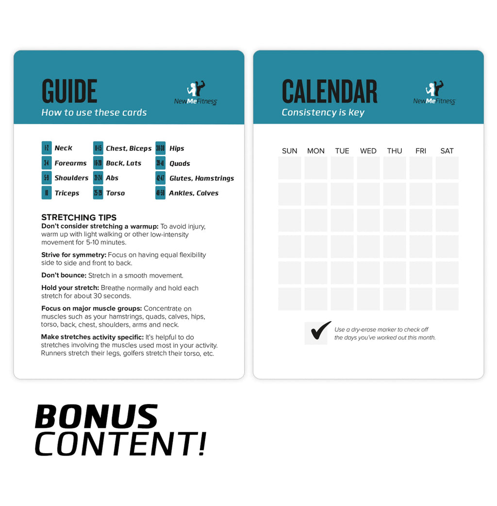 NewMe Fitness Bodyweight Workout Cards, Instructional Fitness Deck for Women & Men, Beginner Fitness Guide to Training Exercises at Home or Gym (Bodyweight, Vol 1)