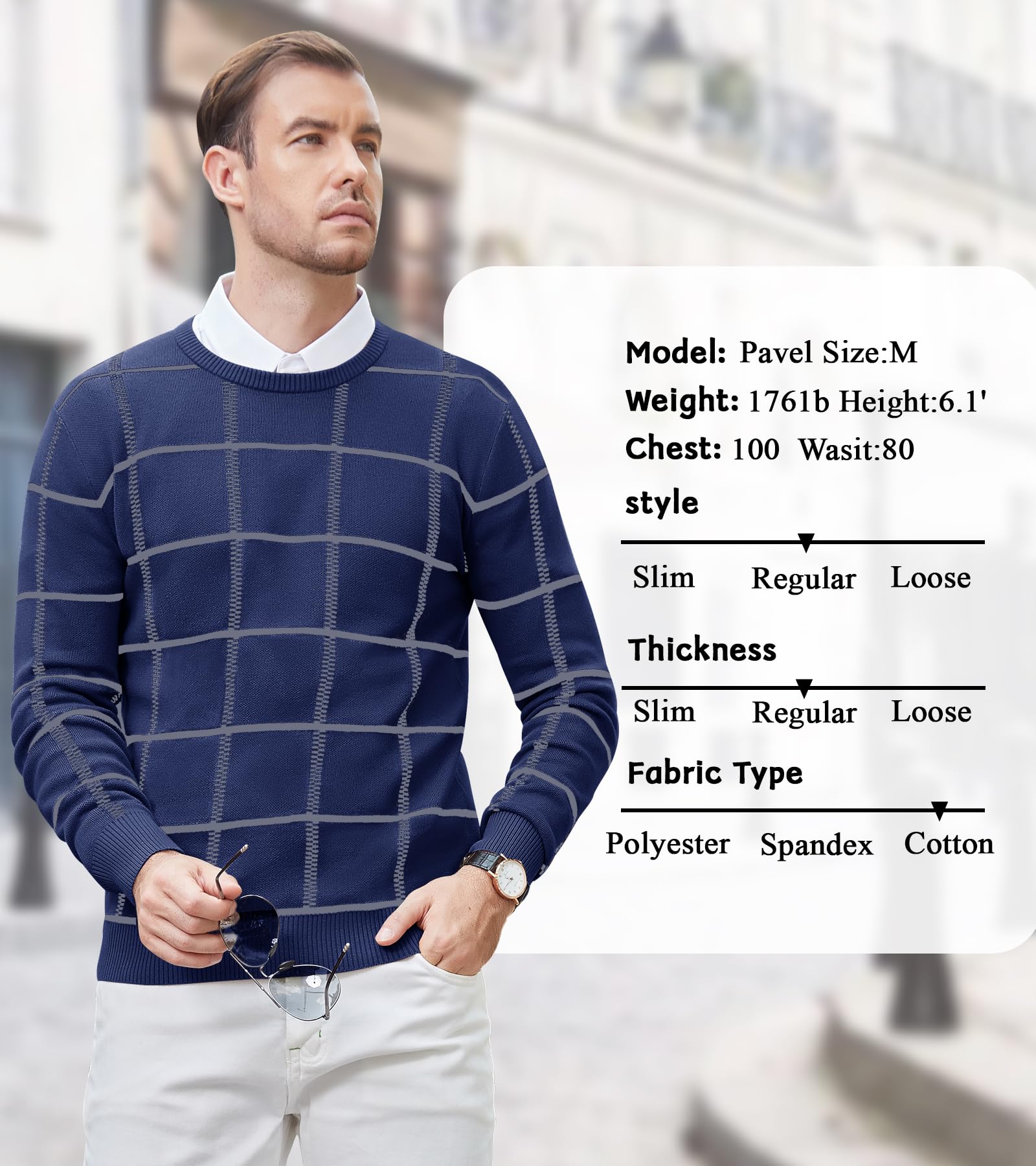 MAGNIVIT Men's Basic Designed Knitted Sweaters Cotton Soft Crewneck Fall Winter Sweaters