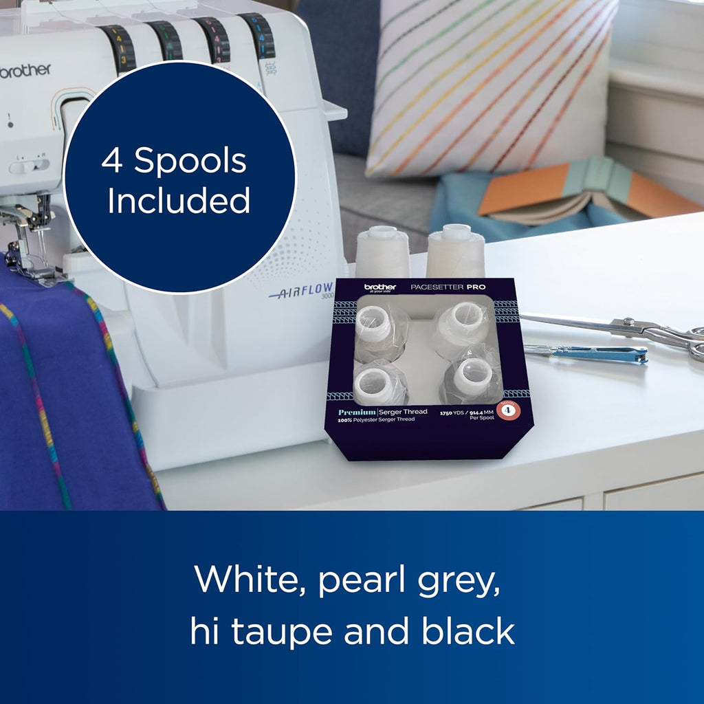 Brother Serger, 1034D, Heavy-Duty Metal Frame Overlock Machine, 1,300 Stitches Per Minute, Removeable Trim Trap, 3 Included Accessory Feet, White