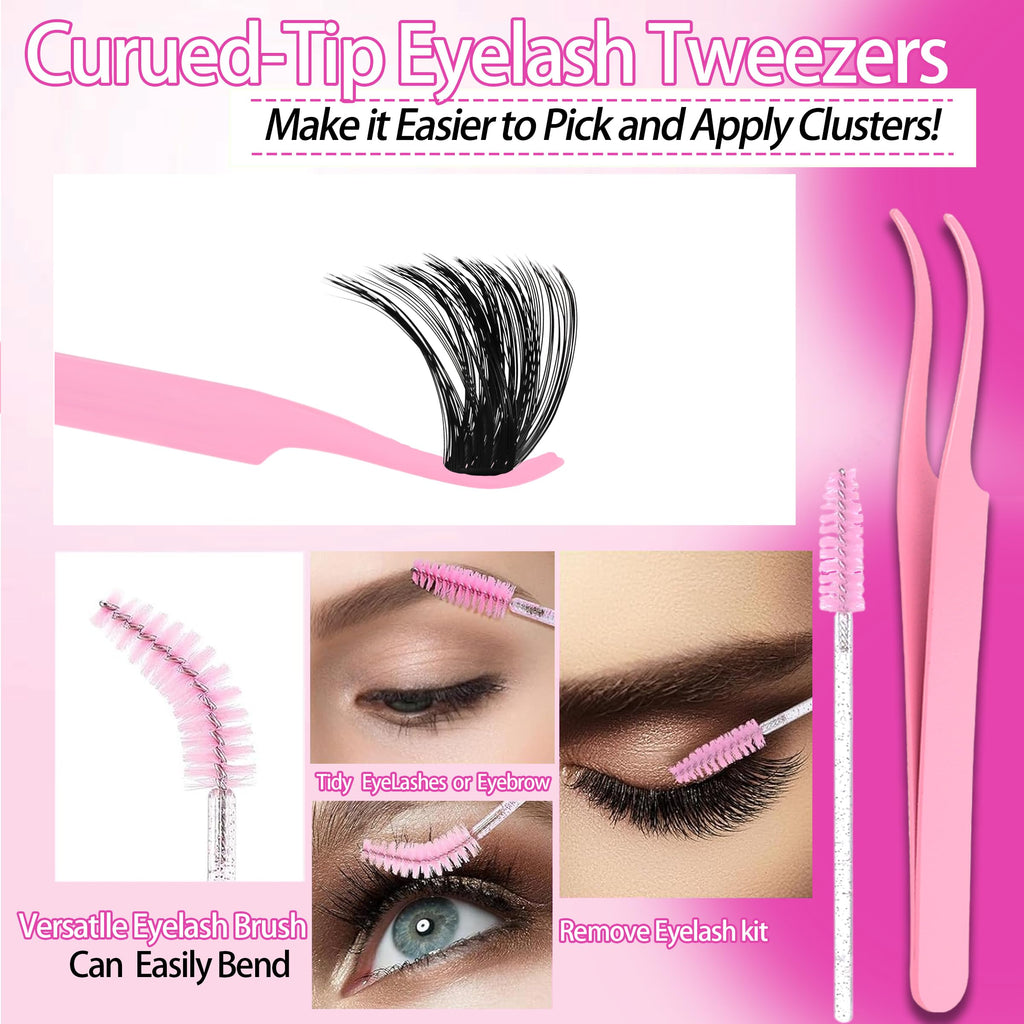 Lashes Clusters Kit 1846Pcs Bulk Packs Volume False Eyelash Extensions D Curl Wispy Individual Eyelashes, Volume Studio Effect, Wholesale Large Pack with Glue&Seal|Tweezers|Removers|Cleanser