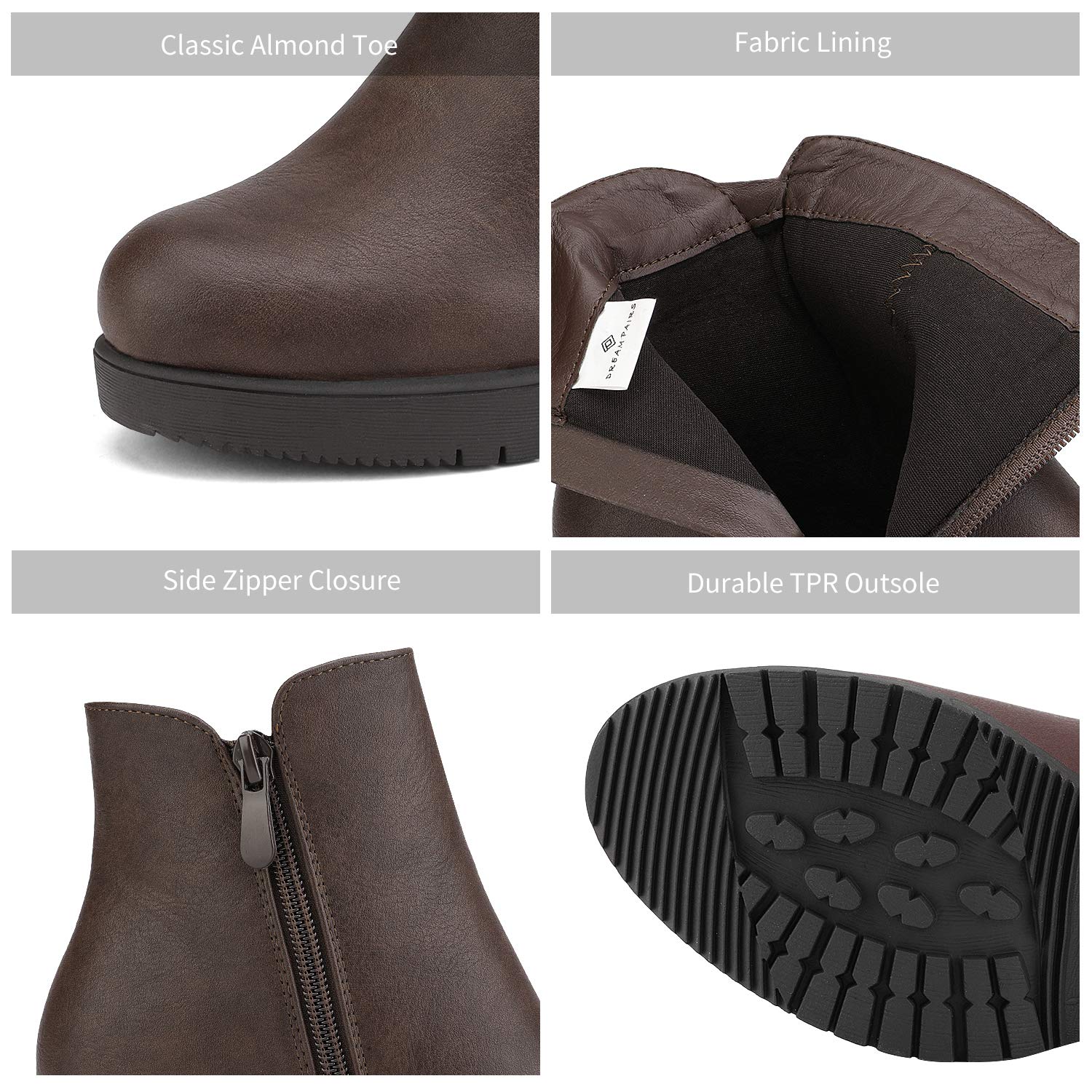 DREAM PAIRS Women's Ankle Boots Chunky Heel Platform Fall Heeled Short Booties Shoes