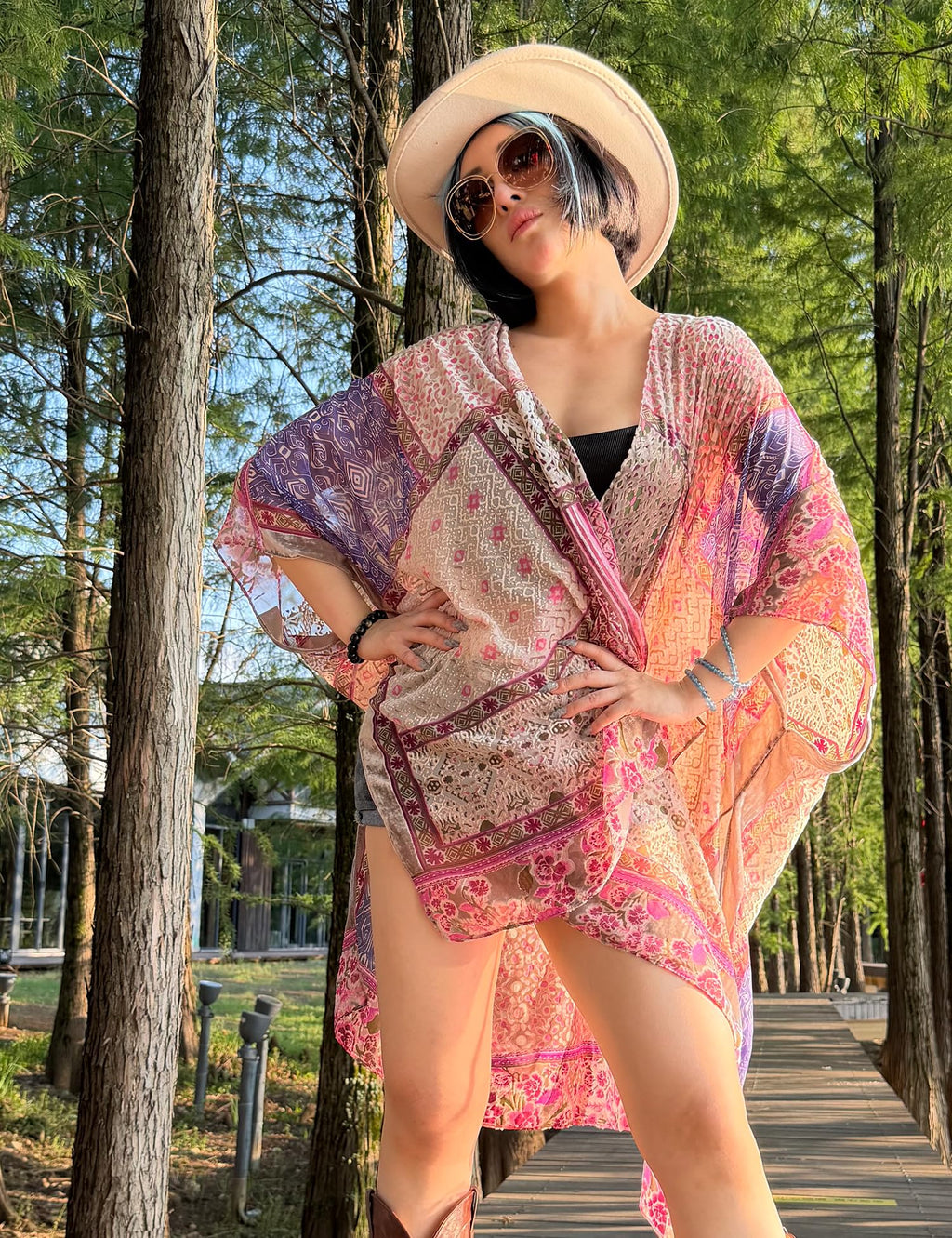 Women's Burnout Velvet Kimono Long Cardigan Cover Up Casual Outfit