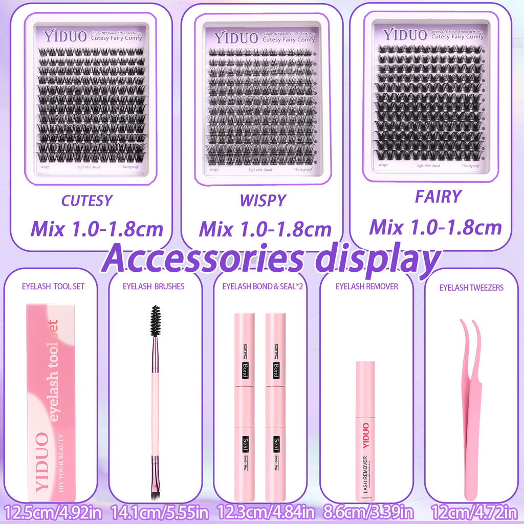 Lashes Clusters Kit 1846Pcs Bulk Packs Volume False Eyelash Extensions D Curl Wispy Individual Eyelashes, Volume Studio Effect, Wholesale Large Pack with Glue&Seal|Tweezers|Removers|Cleanser