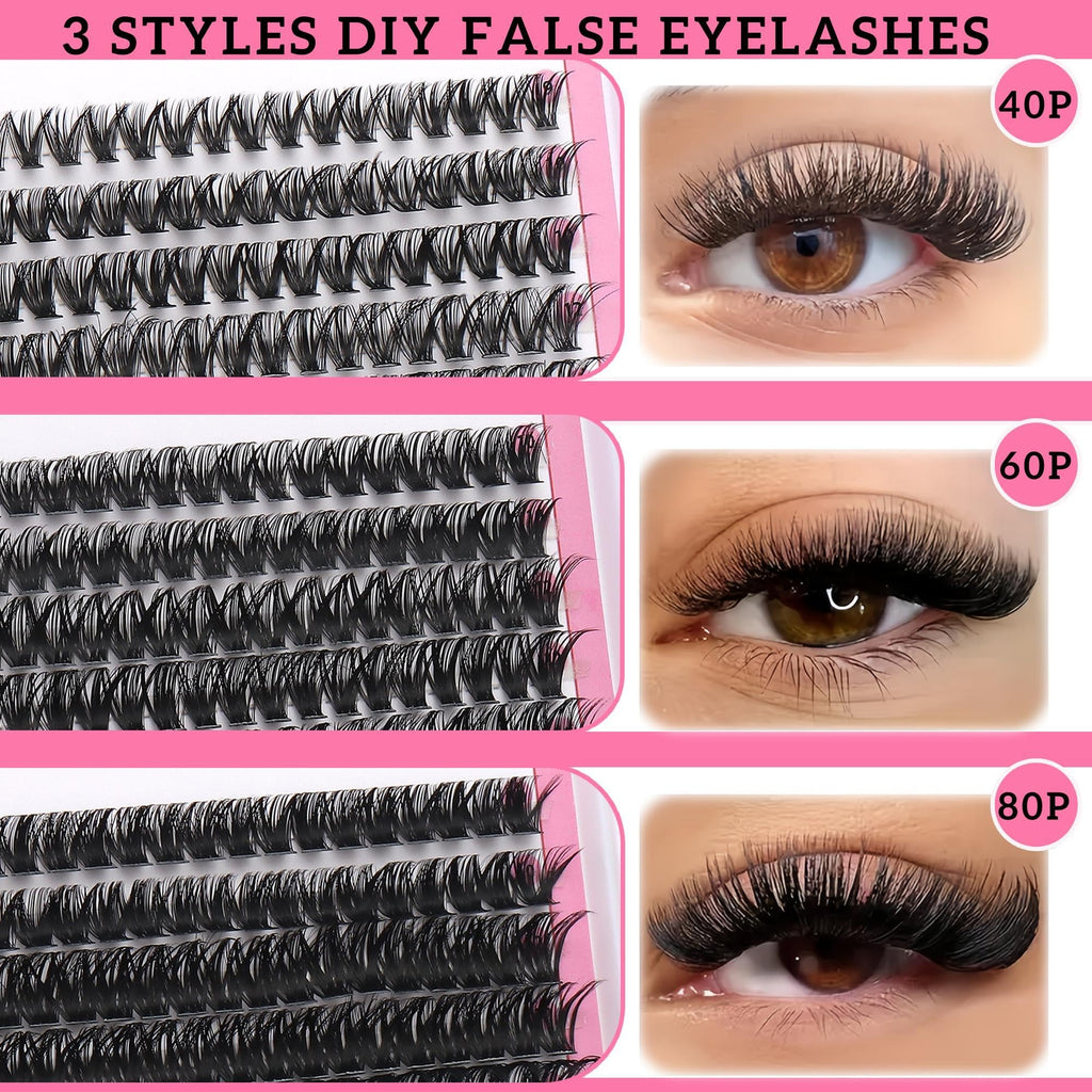 Lashes Clusters Kit 1846Pcs Bulk Packs Volume False Eyelash Extensions D Curl Wispy Individual Eyelashes, Volume Studio Effect, Wholesale Large Pack with Glue&Seal|Tweezers|Removers|Cleanser