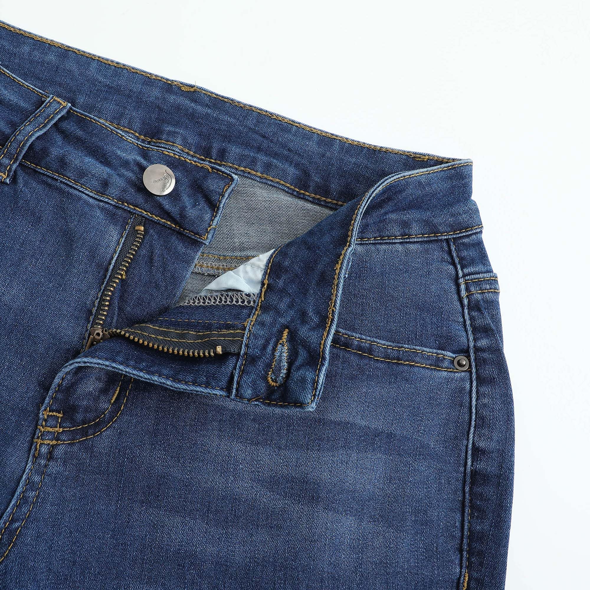 THUNDER STAR Womens Stretchy Mid Rise Flare Jeans Distressed Denim Bell Bottom Pants