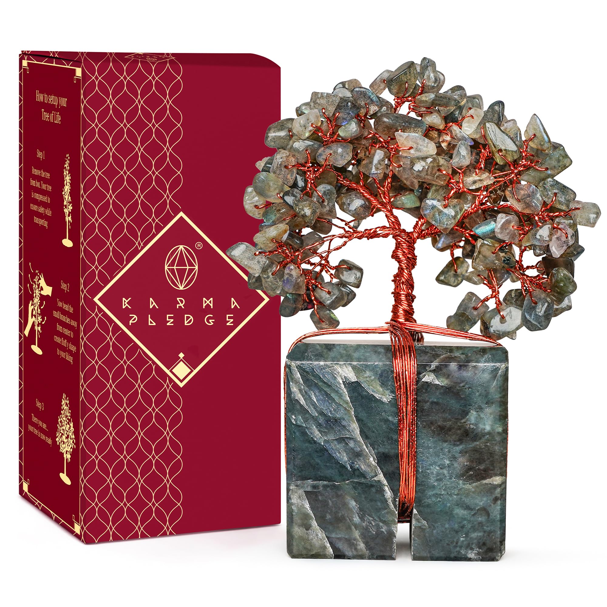 Crystal Tree of Life 7 Chakra Healing Crystals Trees for Home Decor, Office Desk Decor, Boho Decor, Handmade Bonsai Trees for Positive Energy, Money, Good Luck Birthday Gifts for Women, Mom