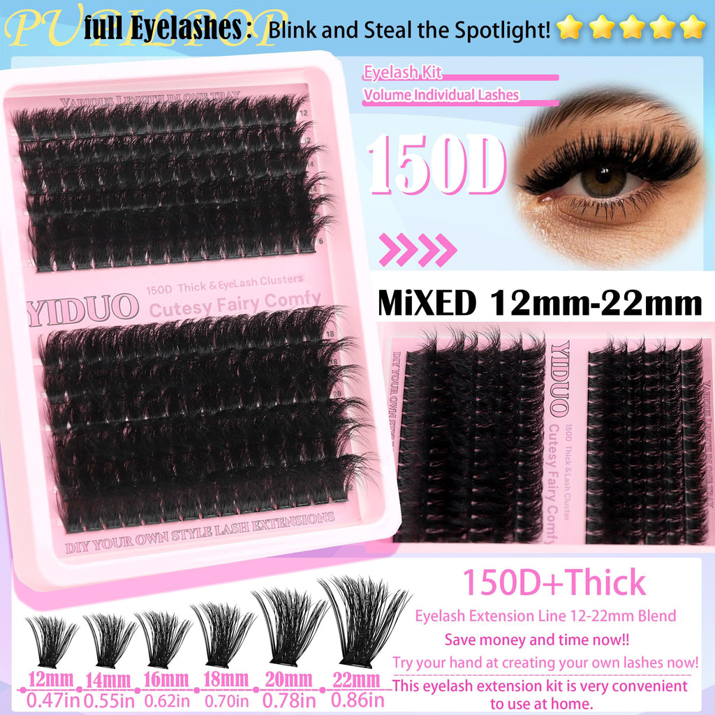 Lashes Clusters Kit 1846Pcs Bulk Packs Volume False Eyelash Extensions D Curl Wispy Individual Eyelashes, Volume Studio Effect, Wholesale Large Pack with Glue&Seal|Tweezers|Removers|Cleanser