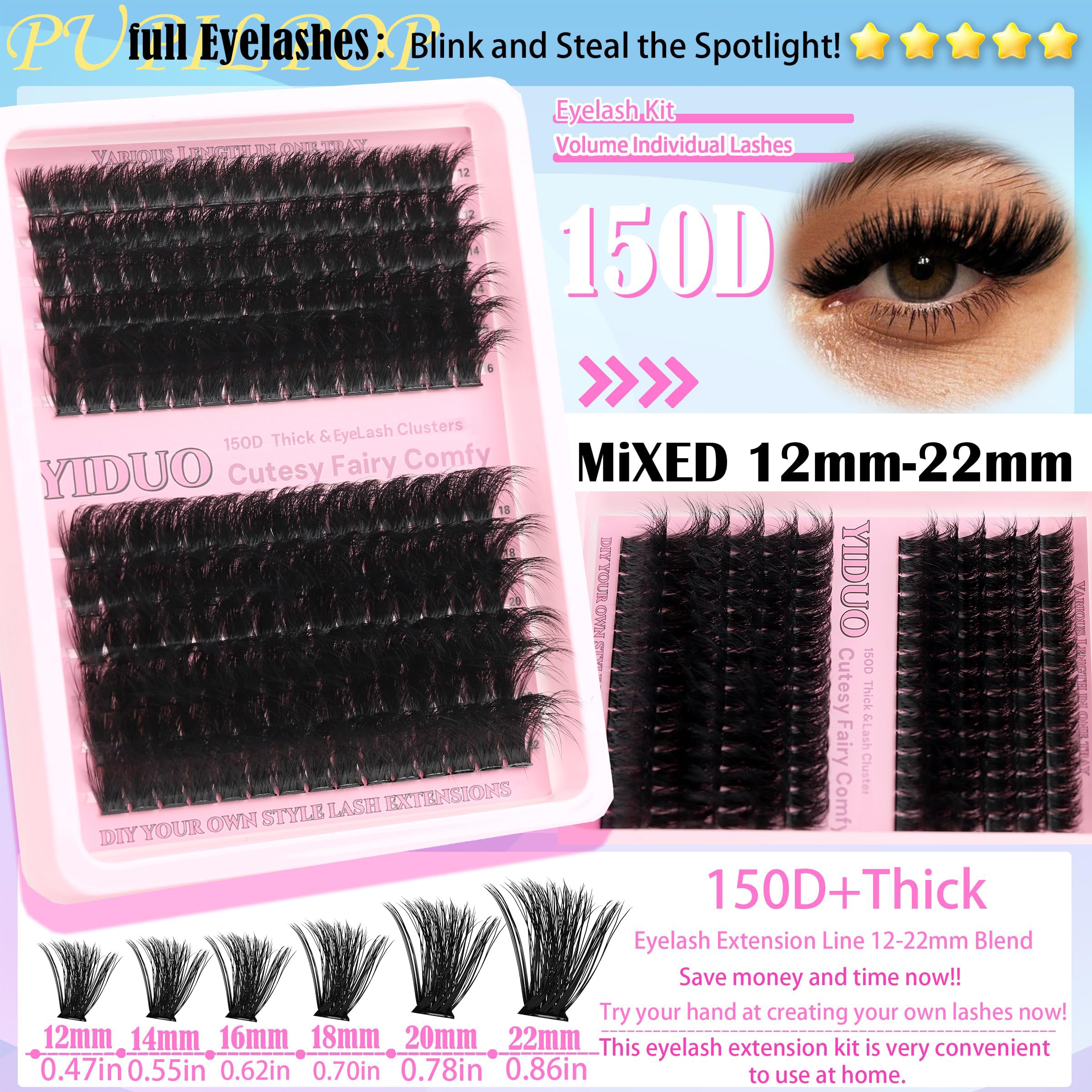 Lashes Clusters Kit 1846Pcs Bulk Packs Volume False Eyelash Extensions D Curl Wispy Individual Eyelashes, Volume Studio Effect, Wholesale Large Pack with Glue&Seal|Tweezers|Removers|Cleanser