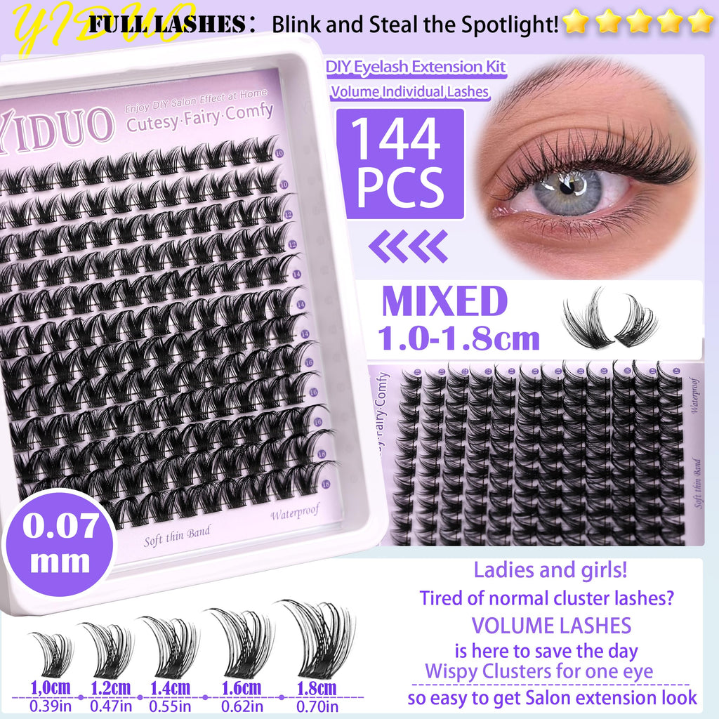 Lashes Clusters Kit 1846Pcs Bulk Packs Volume False Eyelash Extensions D Curl Wispy Individual Eyelashes, Volume Studio Effect, Wholesale Large Pack with Glue&Seal|Tweezers|Removers|Cleanser