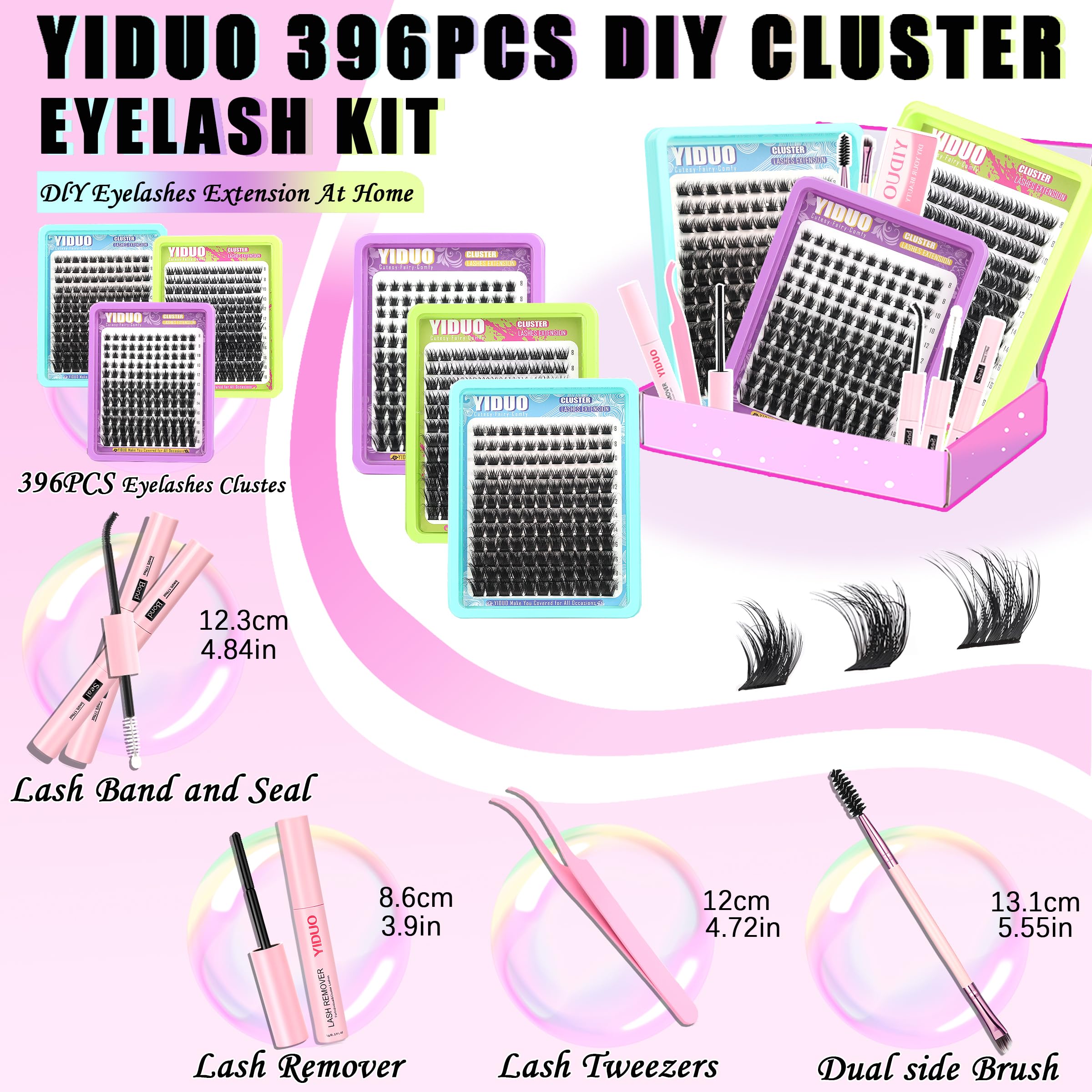 Lashes Clusters Kit 1846Pcs Bulk Packs Volume False Eyelash Extensions D Curl Wispy Individual Eyelashes, Volume Studio Effect, Wholesale Large Pack with Glue&Seal|Tweezers|Removers|Cleanser