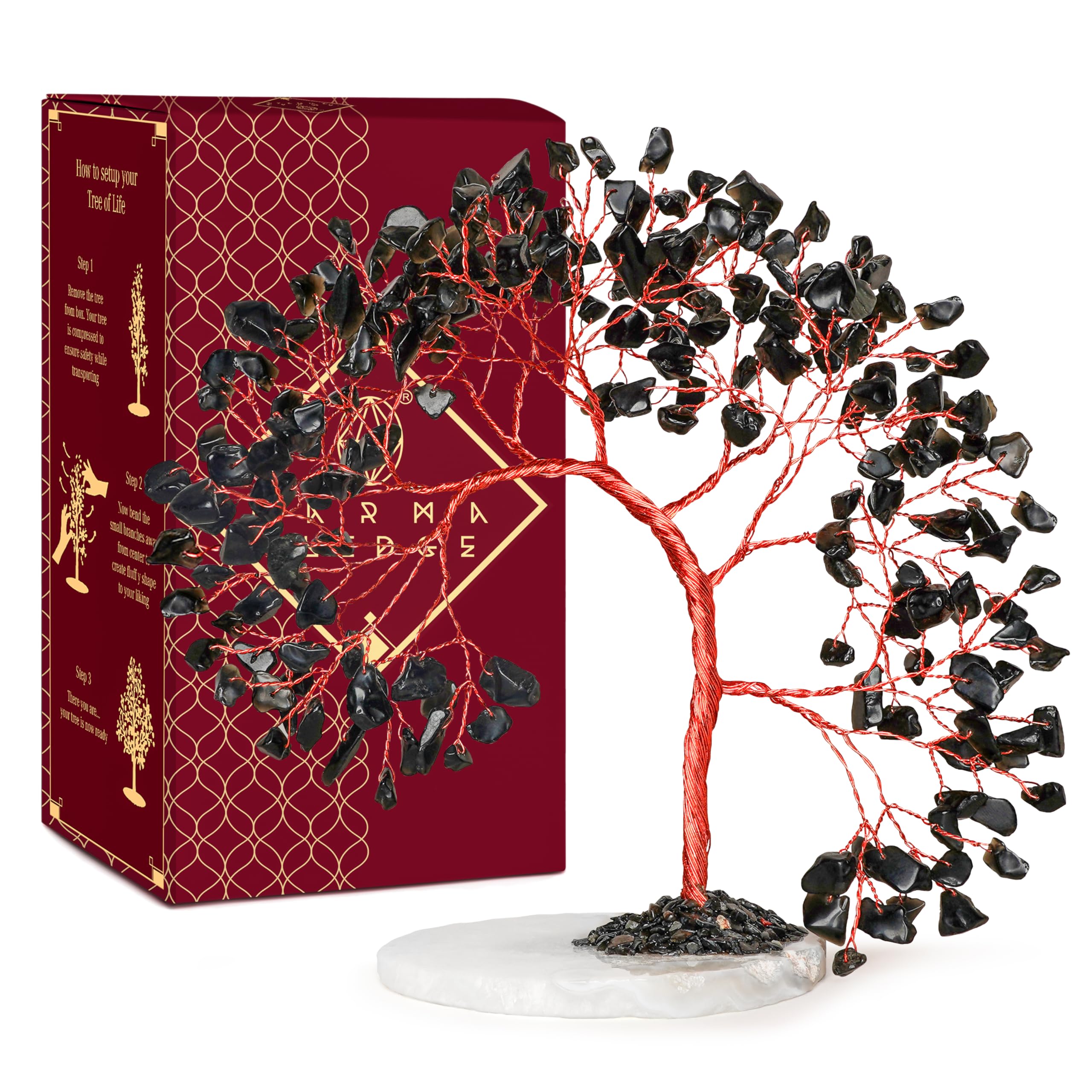 Crystal Tree of Life 7 Chakra Healing Crystals Trees for Home Decor, Office Desk Decor, Boho Decor, Handmade Bonsai Trees for Positive Energy, Money, Good Luck Birthday Gifts for Women, Mom