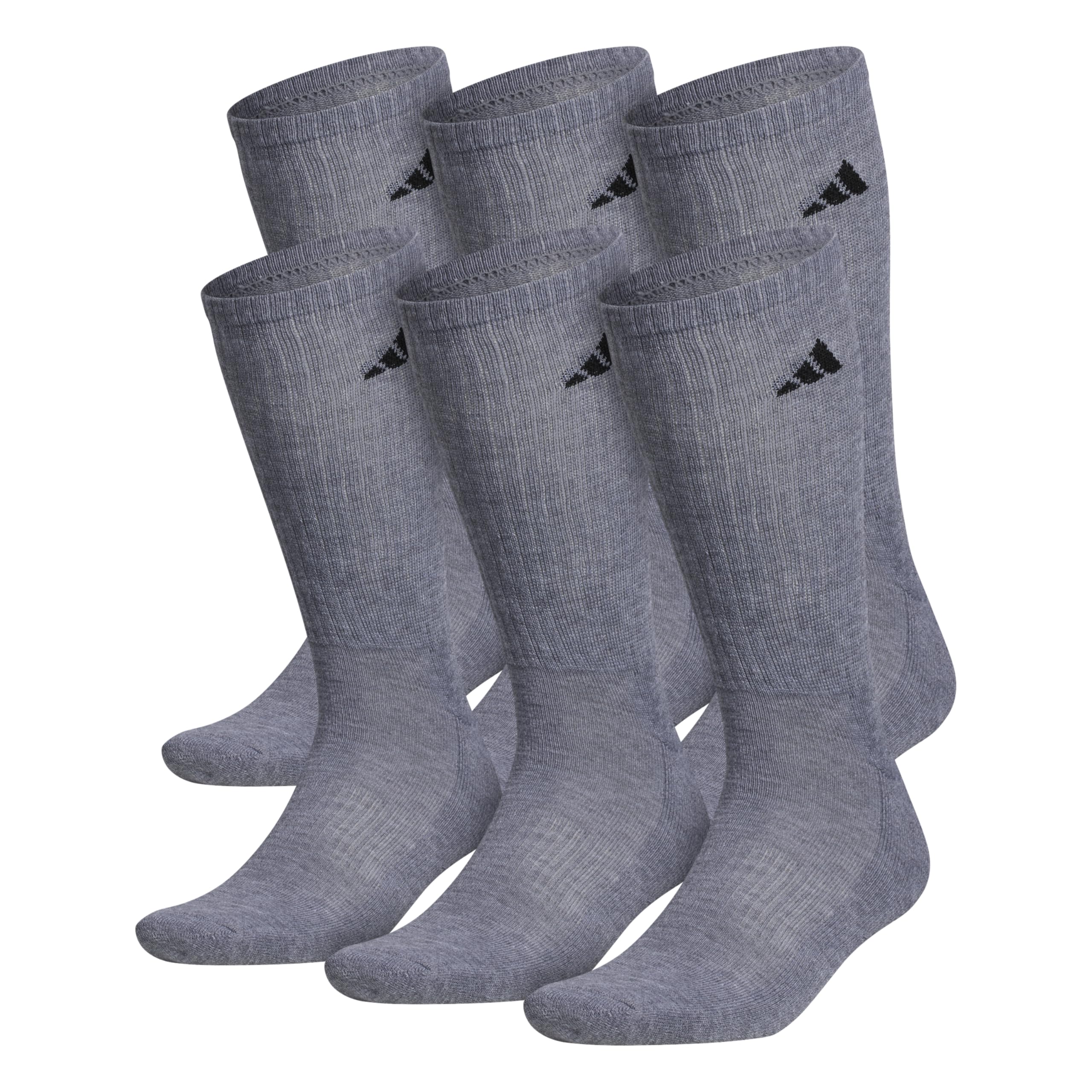 adidas Men's Athletic Cushioned 6-Pack Crew, Cushioned Crew Socks with Arch Compression for a Secure Fit