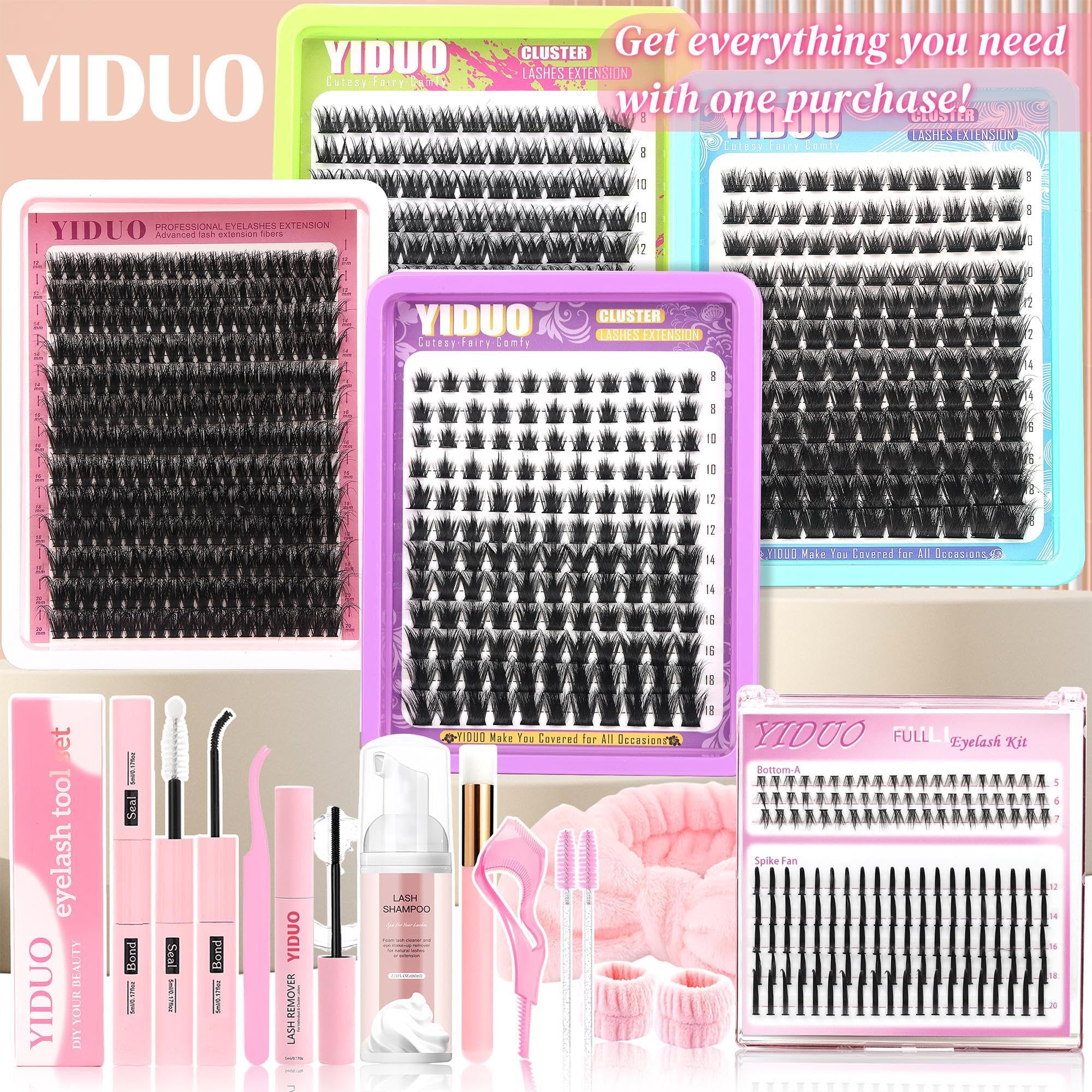 Lashes Clusters Kit 1846Pcs Bulk Packs Volume False Eyelash Extensions D Curl Wispy Individual Eyelashes, Volume Studio Effect, Wholesale Large Pack with Glue&Seal|Tweezers|Removers|Cleanser