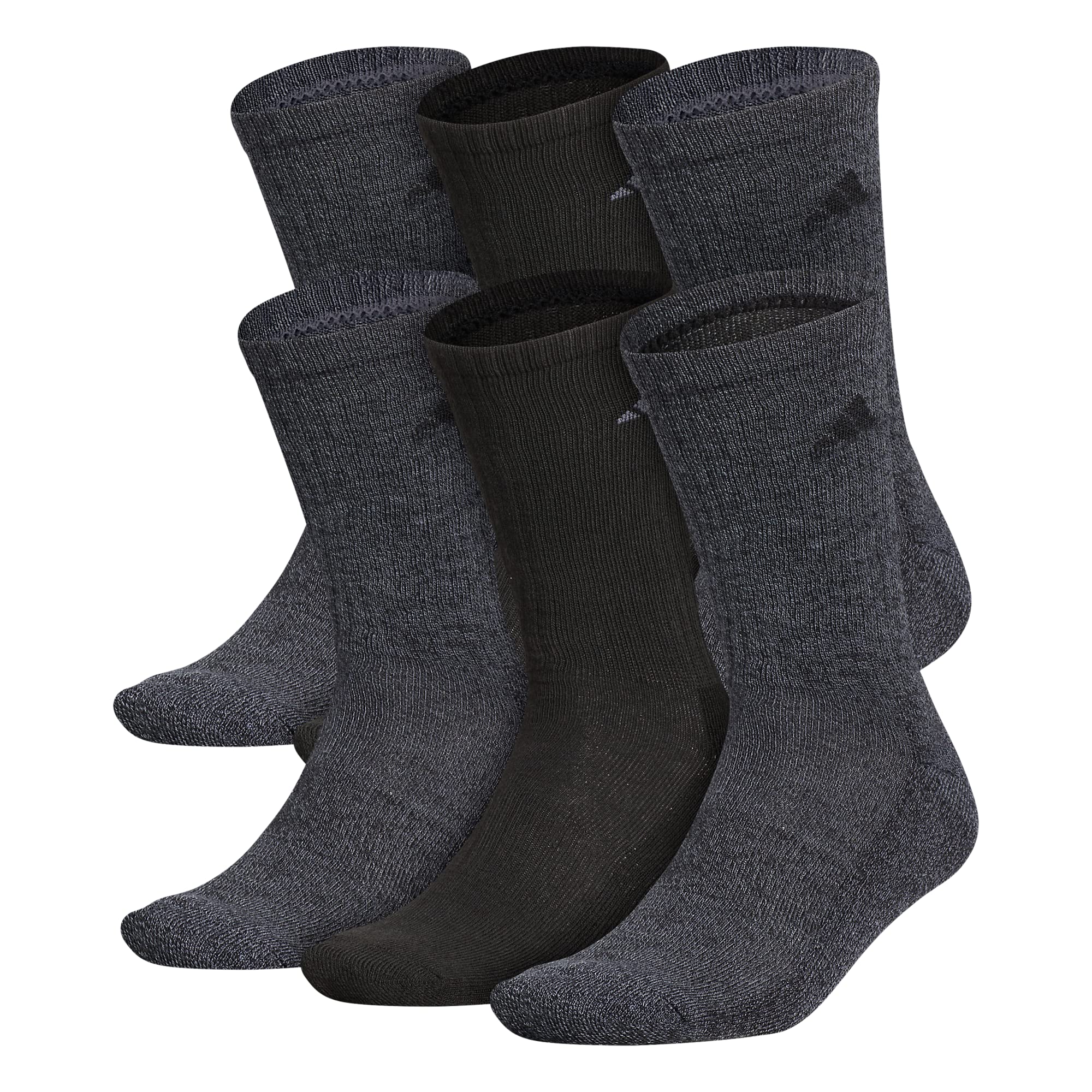 adidas Men's Athletic Cushioned 6-Pack Crew, Cushioned Crew Socks with Arch Compression for a Secure Fit