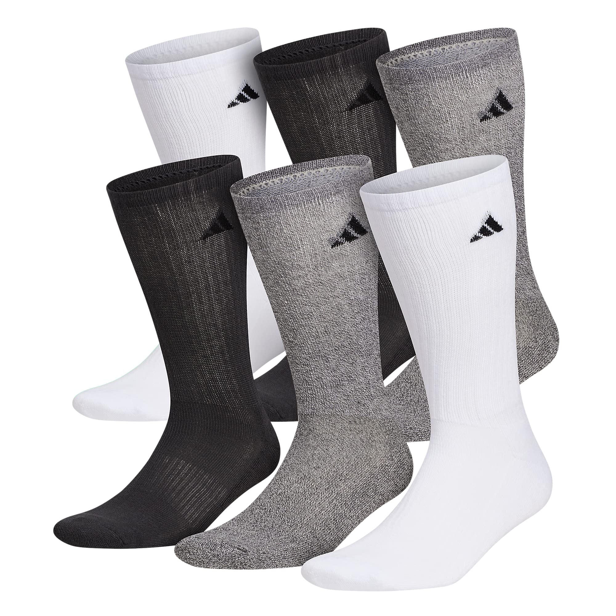 adidas Men's Athletic Cushioned 6-Pack Crew, Cushioned Crew Socks with Arch Compression for a Secure Fit