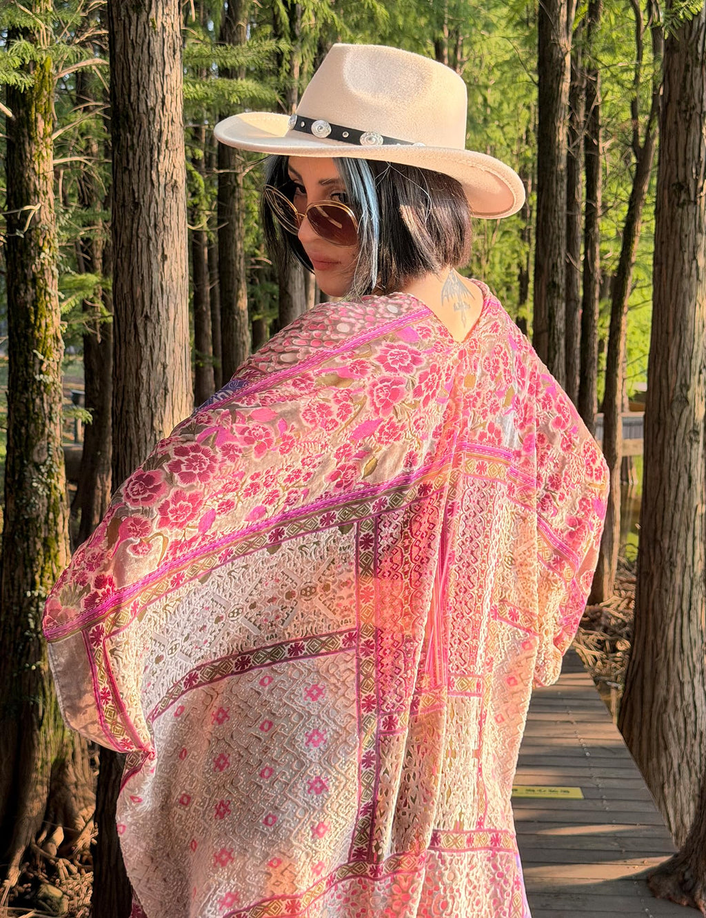 Women's Burnout Velvet Kimono Long Cardigan Cover Up Casual Outfit