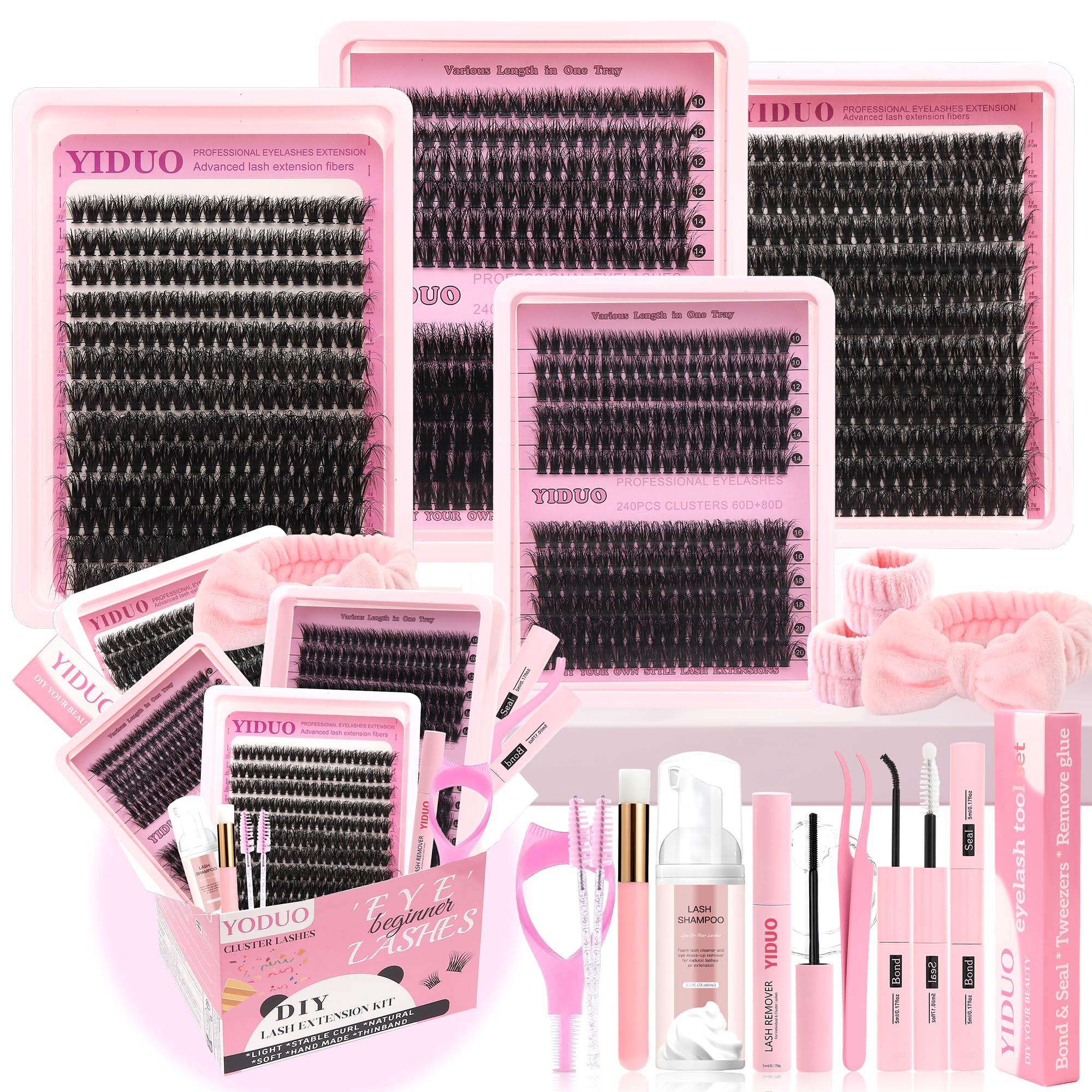Lashes Clusters Kit 1846Pcs Bulk Packs Volume False Eyelash Extensions D Curl Wispy Individual Eyelashes, Volume Studio Effect, Wholesale Large Pack with Glue&Seal|Tweezers|Removers|Cleanser