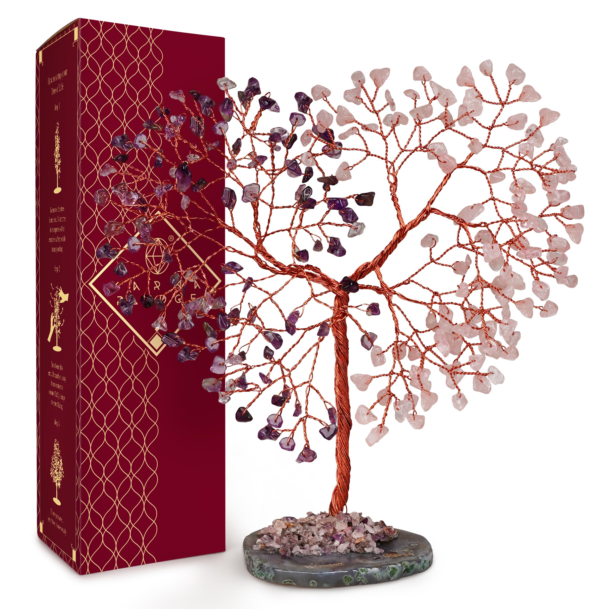 Crystal Tree of Life 7 Chakra Healing Crystals Trees for Home Decor, Office Desk Decor, Boho Decor, Handmade Bonsai Trees for Positive Energy, Money, Good Luck Birthday Gifts for Women, Mom