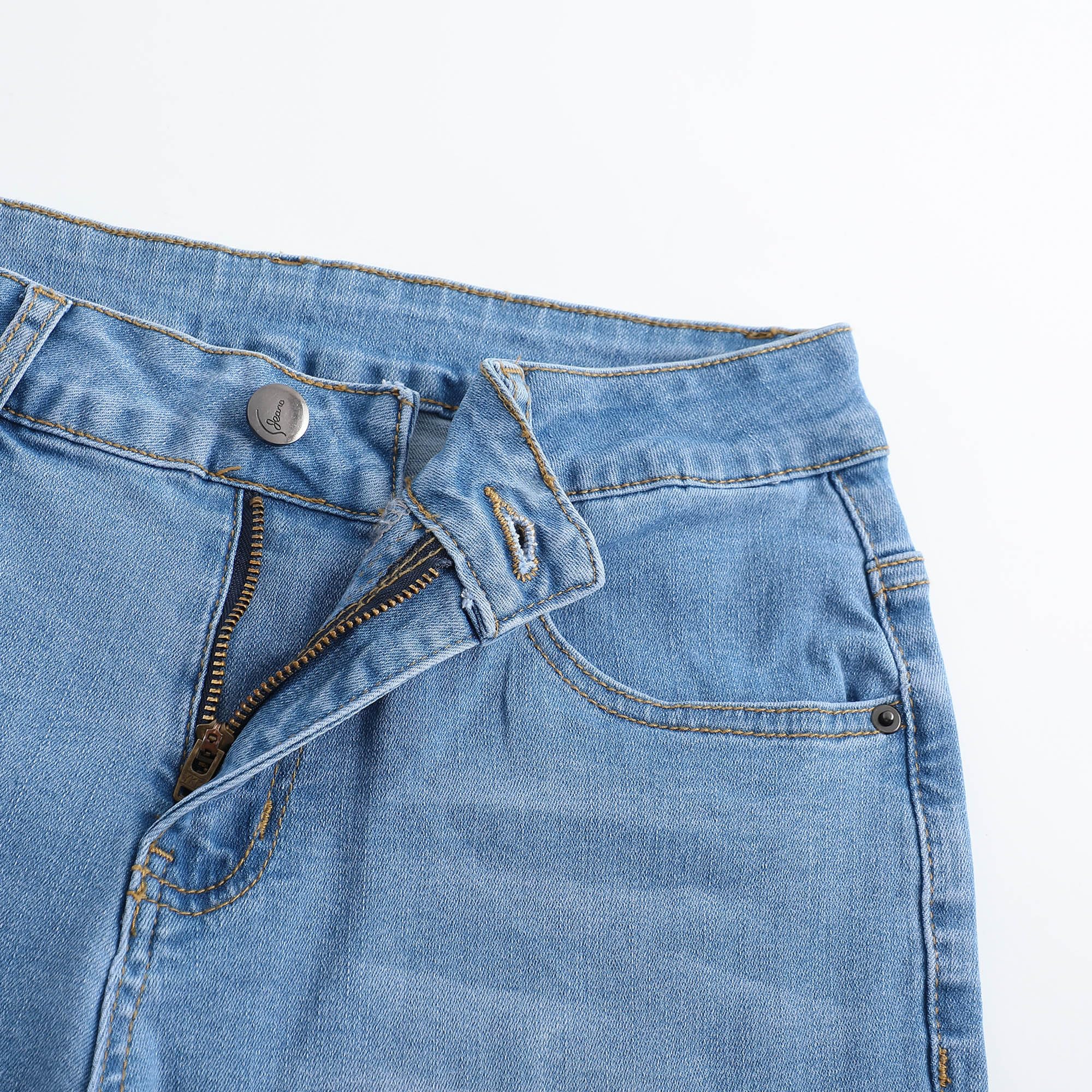 THUNDER STAR Womens Stretchy Mid Rise Flare Jeans Distressed Denim Bell Bottom Pants